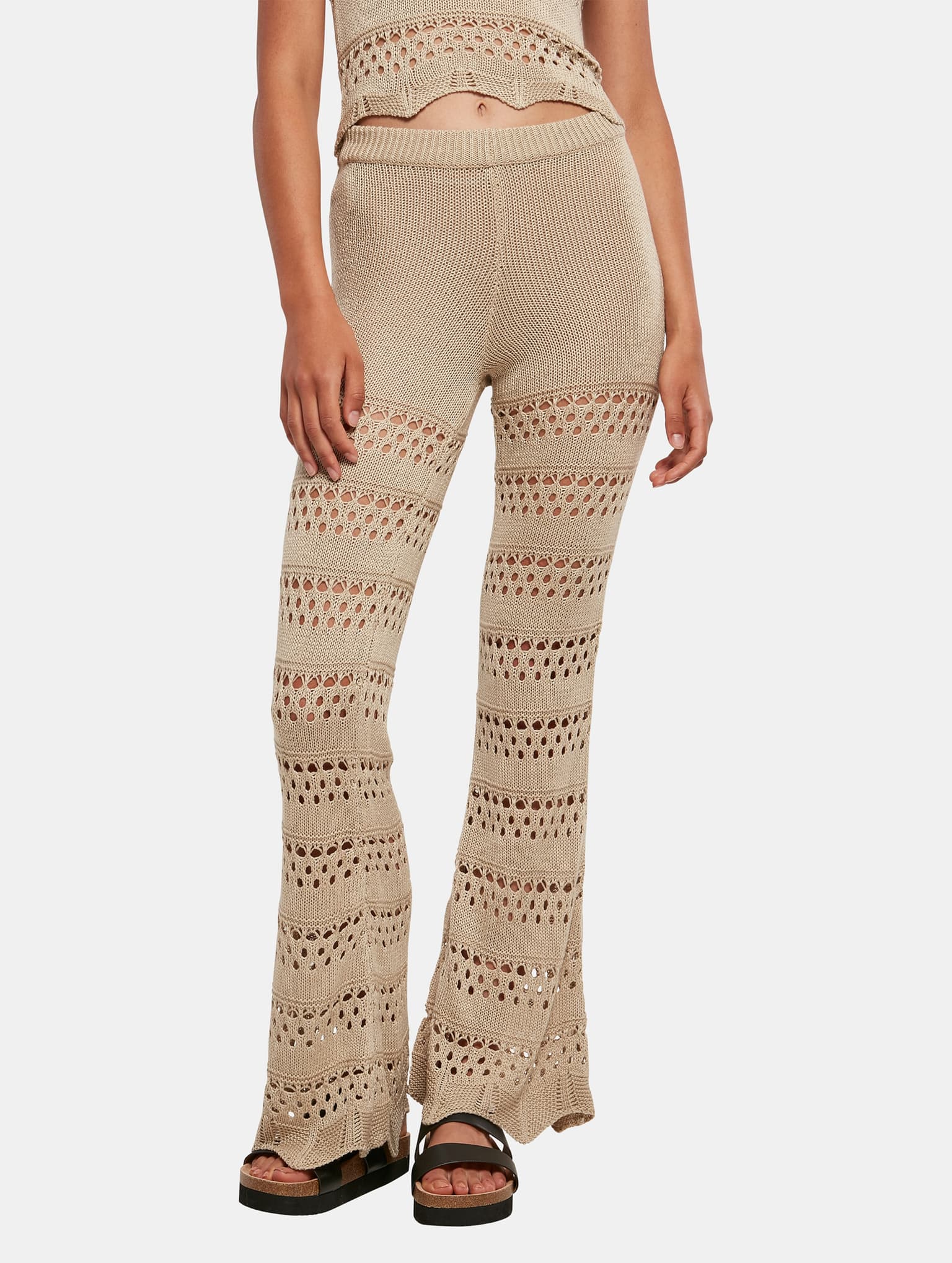 Urban Classics Ladies Flared Crochet Knit Leggings
