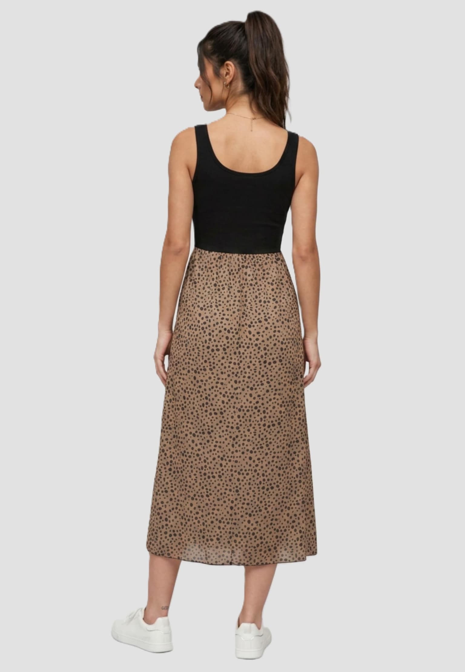 Cloud5ive Damen Maxi-Kleid Rundhals mit Punkt Print – Bild 2
