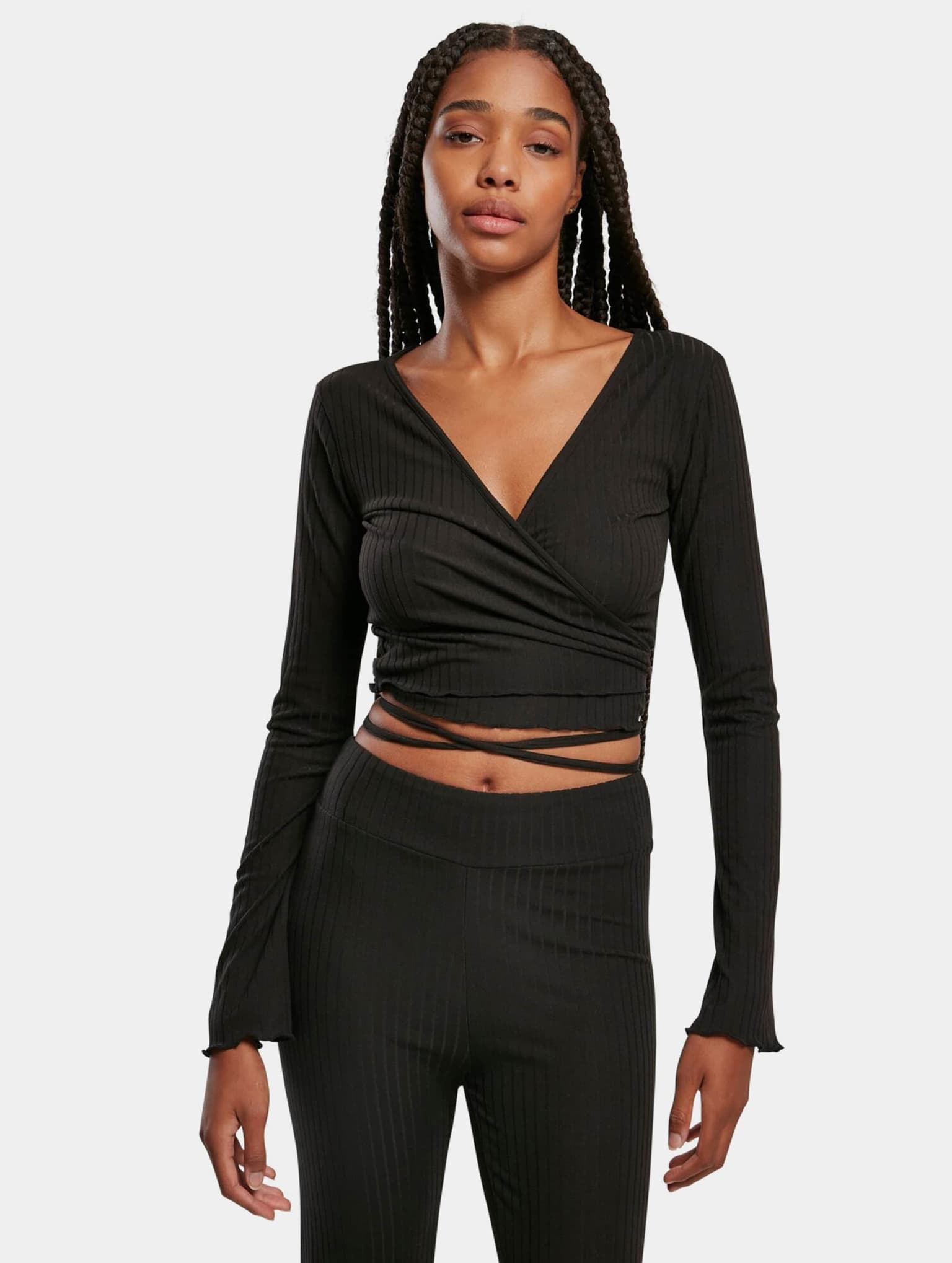 Urban Classics Ladies Cropped Rib Wrapped Longsleeve