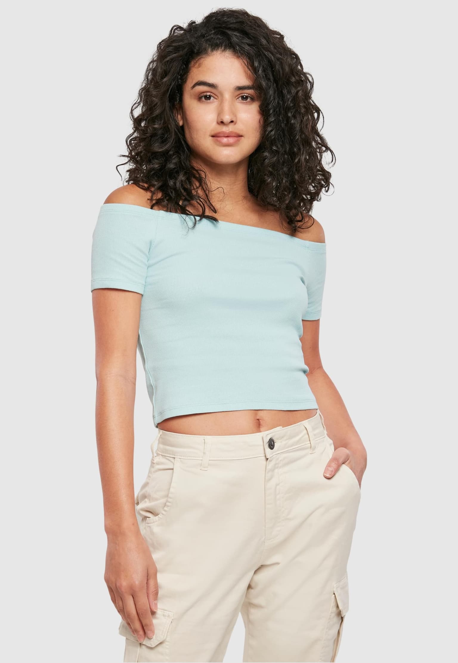 Urban Classics Ladies Off Shoulder Rib Tee – Bild 3
