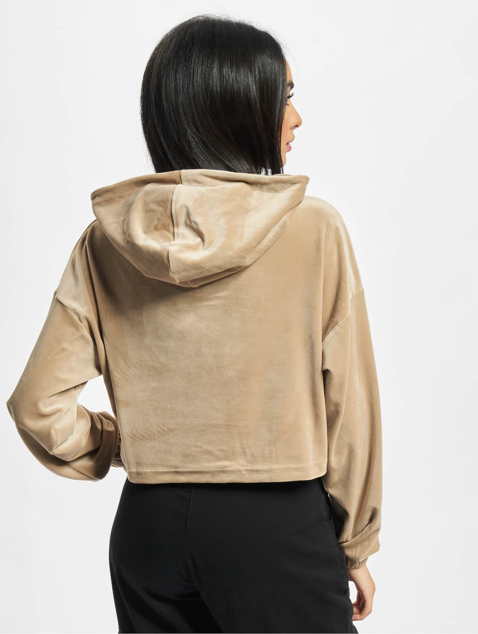 Urban Classics Ladies Cropped Velvet Oversized Hoody – Bild 2