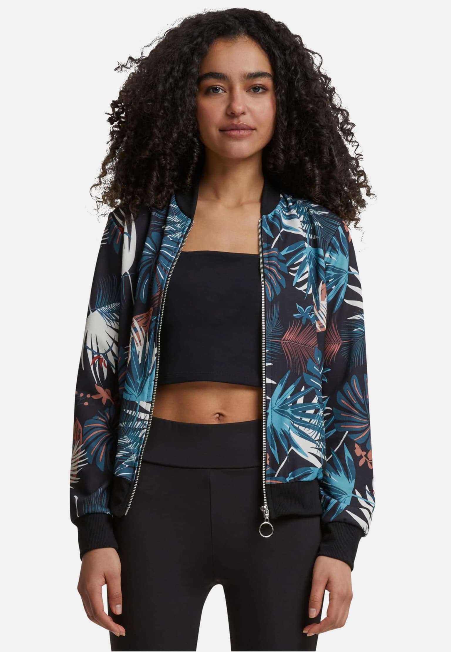 Cloud5ive Damen Blouson Bomberjacke mit Tropical Print – Bild 3