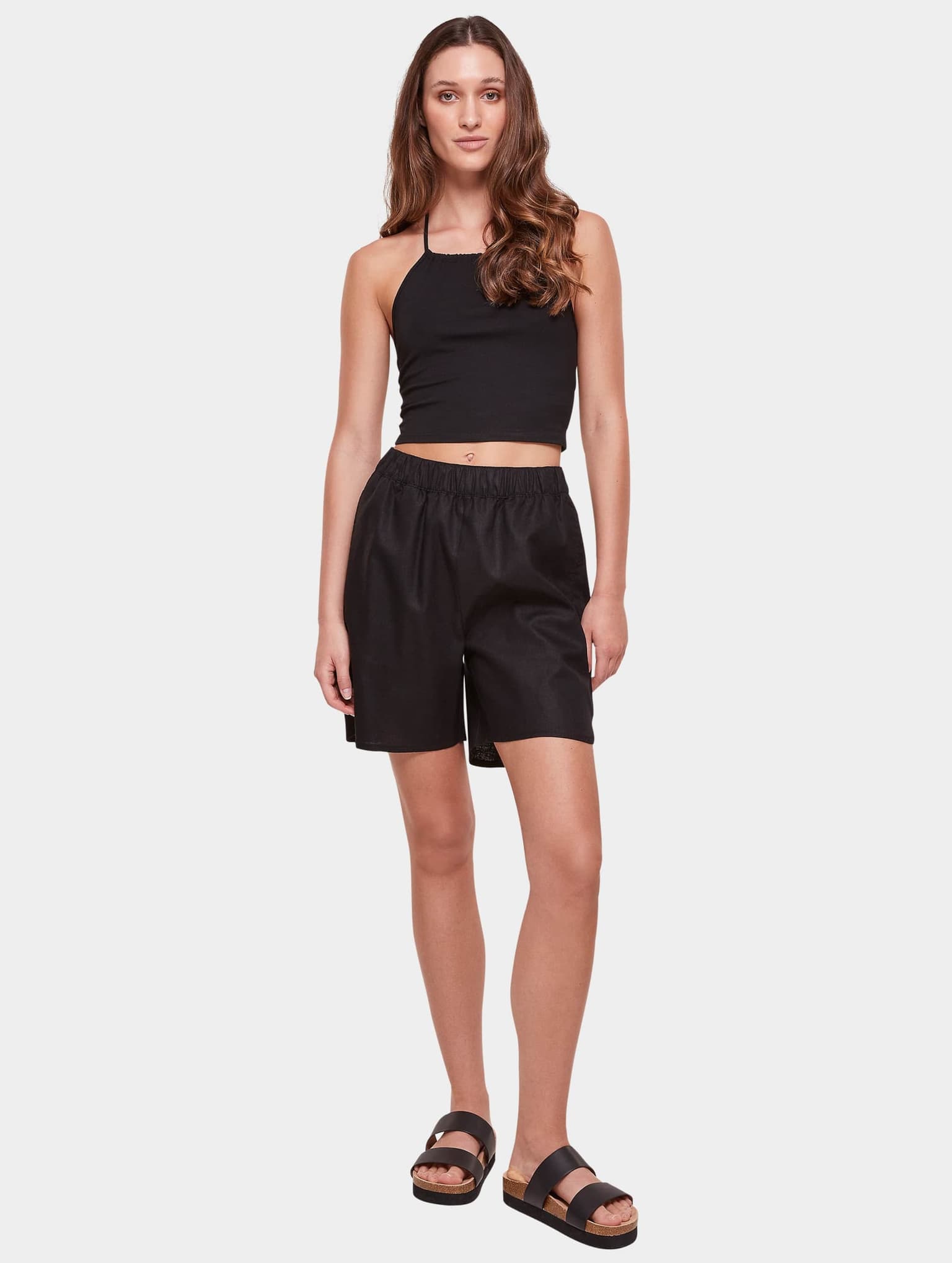 Urban Classics Ladies Linen Mixed Short – Bild 4