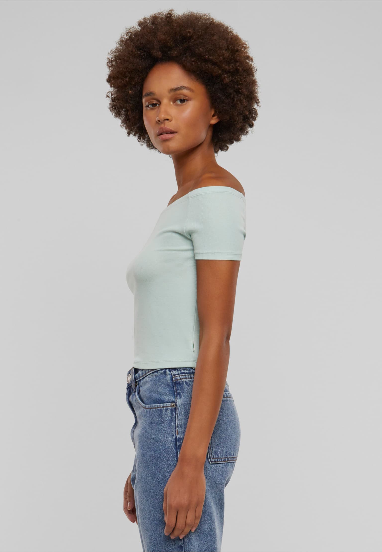 Urban Classics Ladies Essentials Off Shoulder Rib Tee – Bild 3