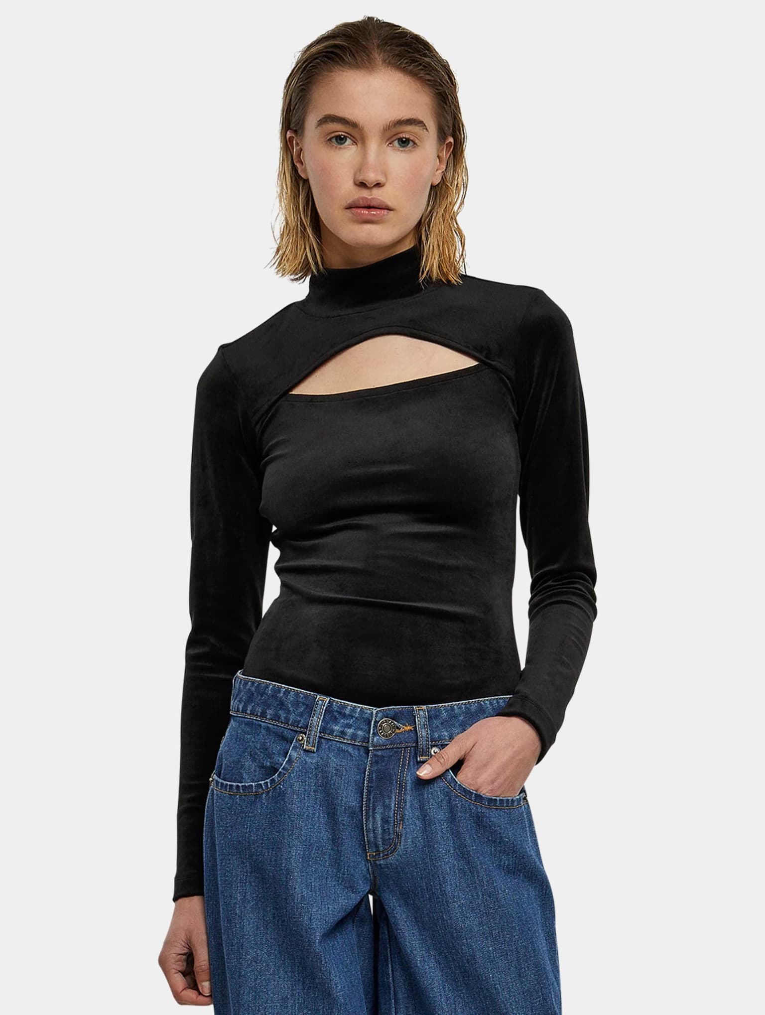 Urban Classics Ladies Velvet Cut-Out Turtleneck Body
