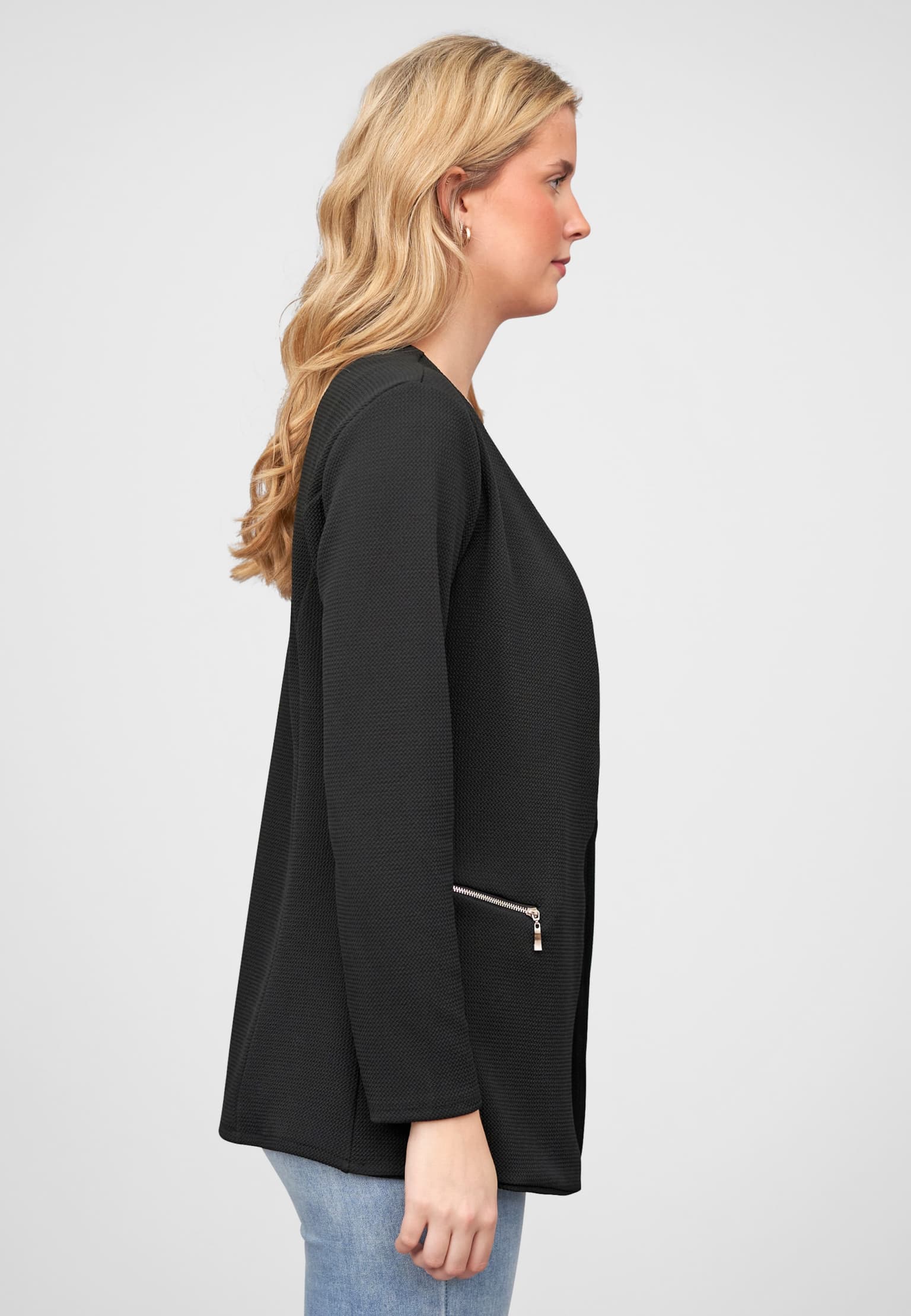 Cloud5ive Damen Blazer mit 2-Zip-Pockets u. Strukturstoff – Bild 4