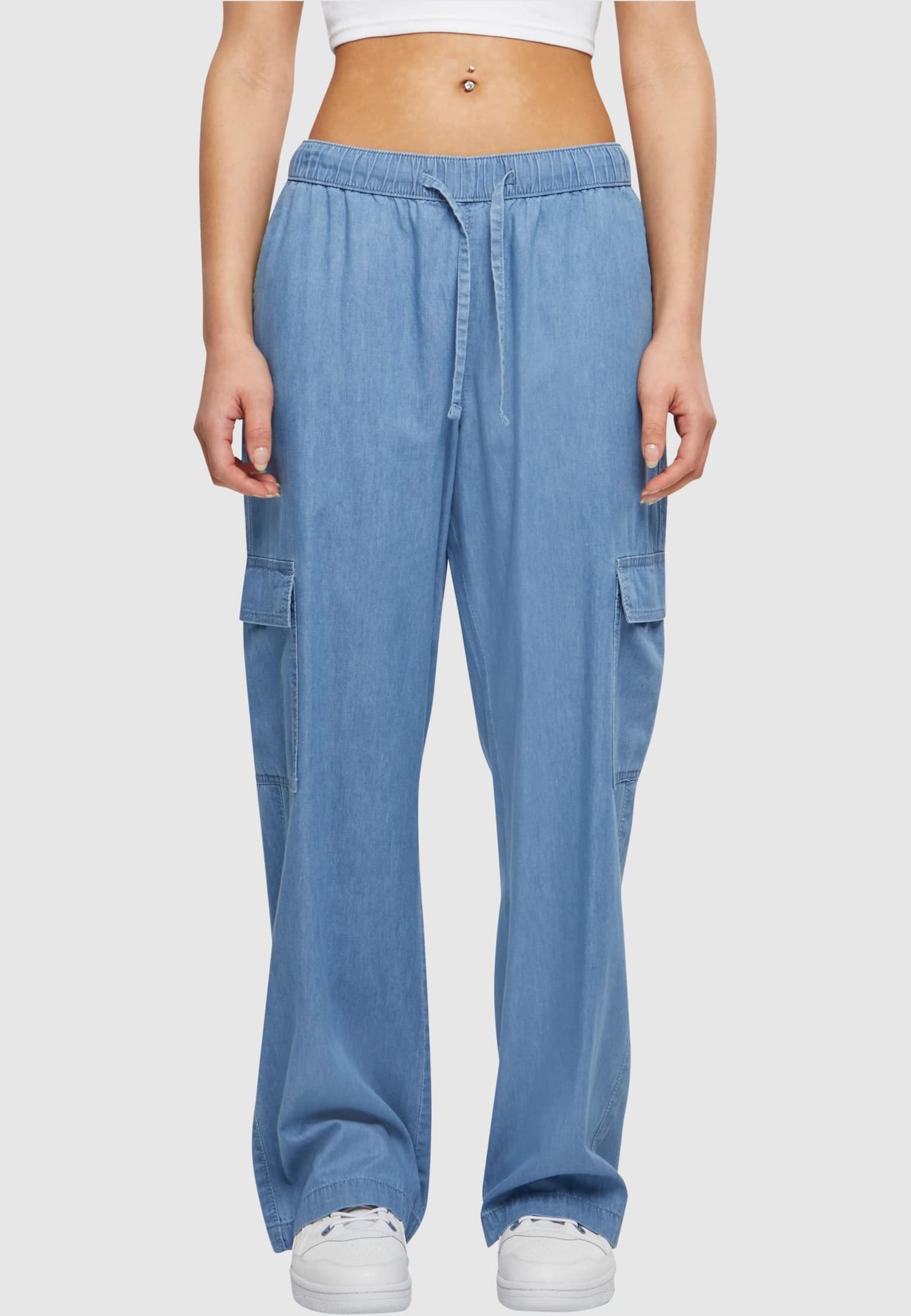 Urban Classics Ladies Light Denim Cargo Pants