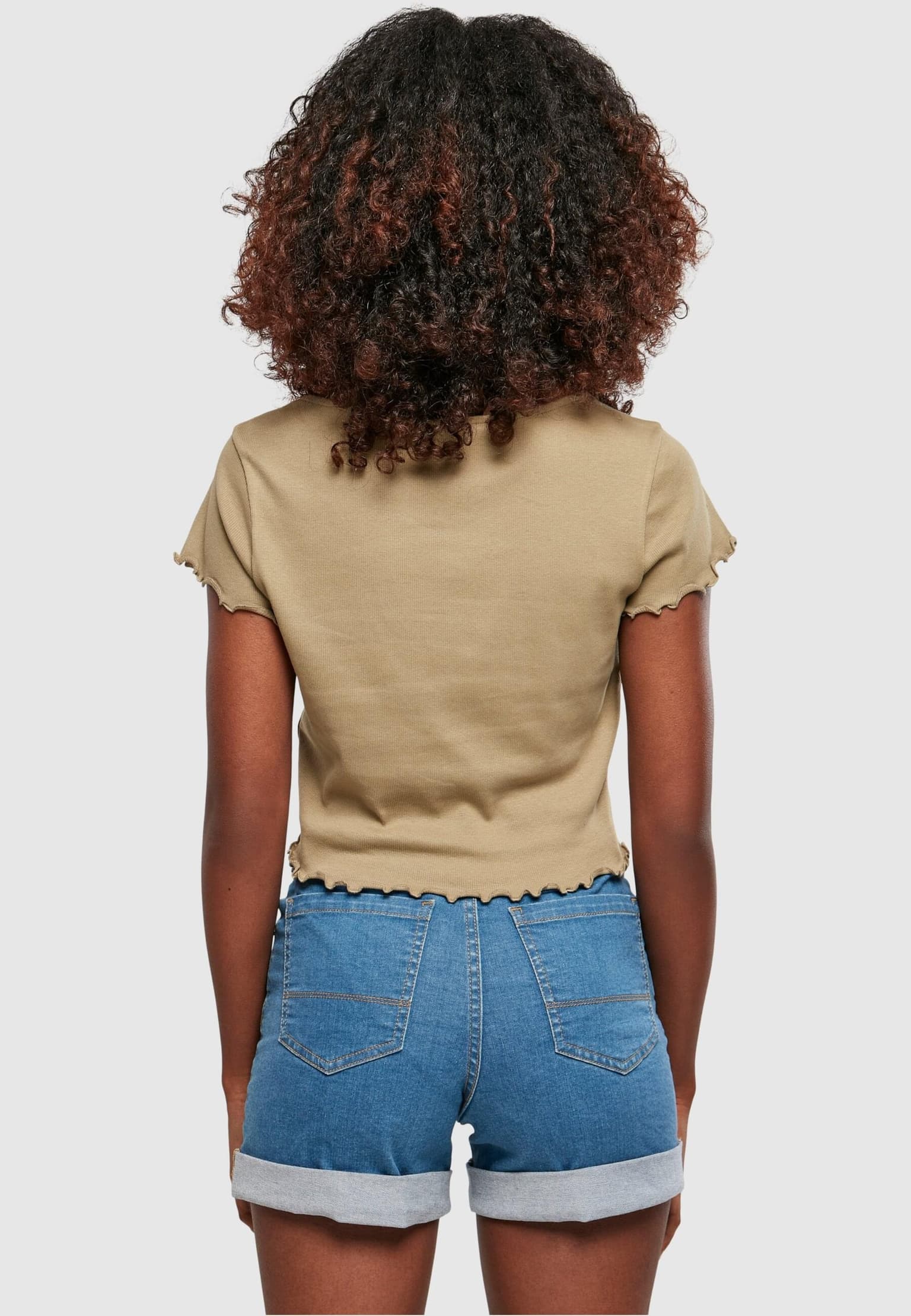 Urban Classics Ladies Cropped Button Up Rib Tee – Bild 2