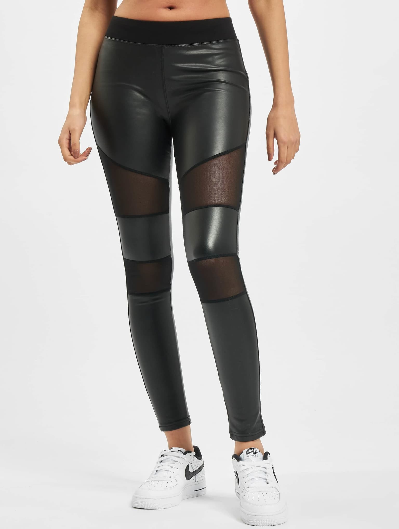 Urban Classics Ladies Tech Mesh Faux Leather Leggings – Bild 3