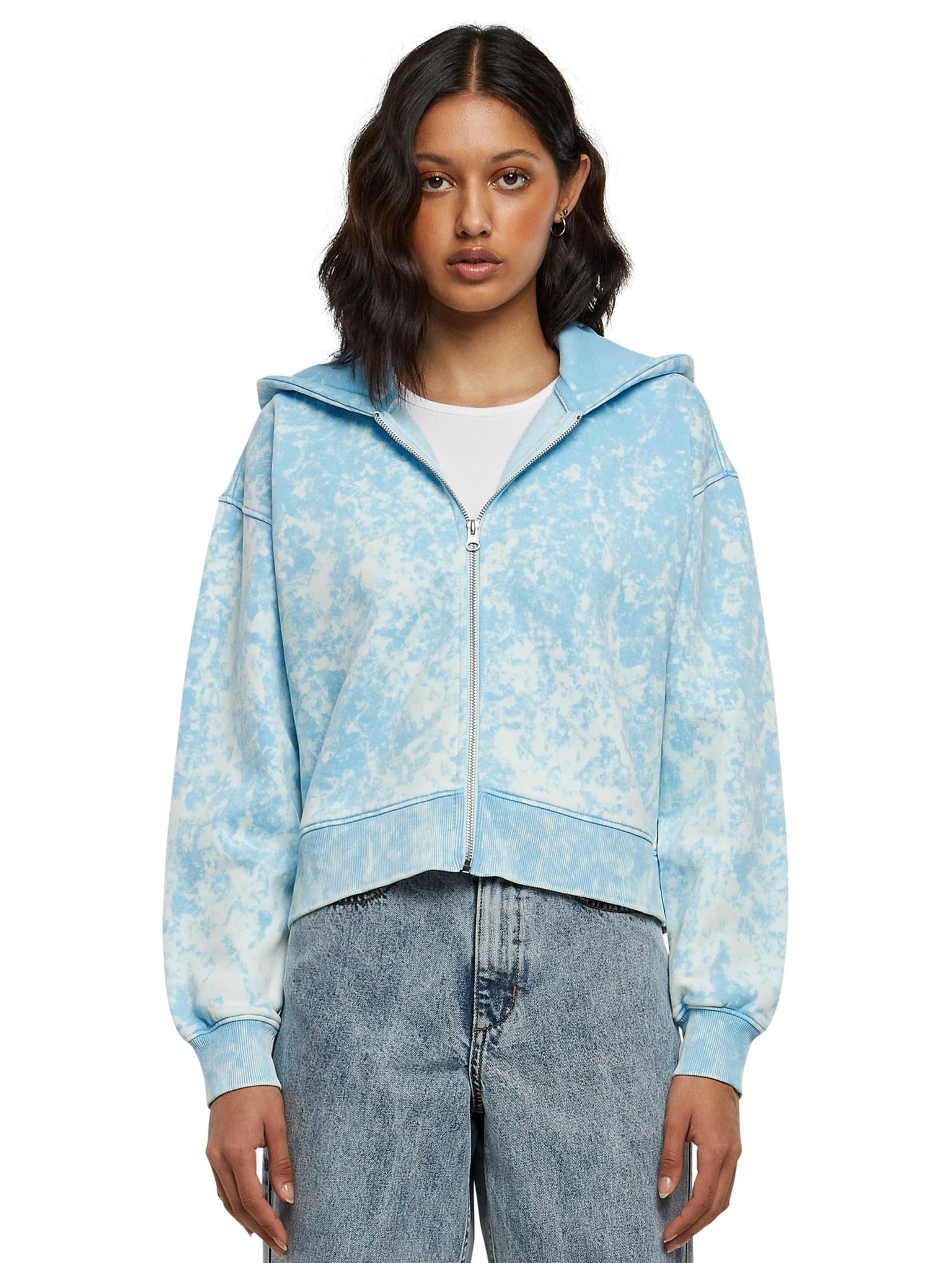 Urban Classics Ladies Short Oversized Towel Washed Zip Hoody – Bild 4