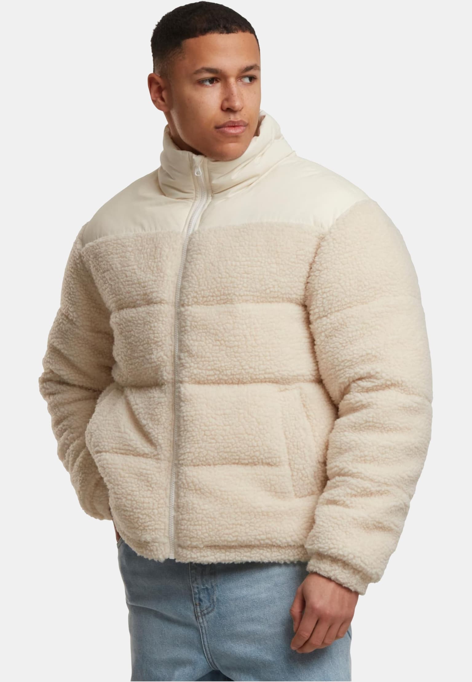 Urban Classics Fabric Mix Teddy Puffer Jacket