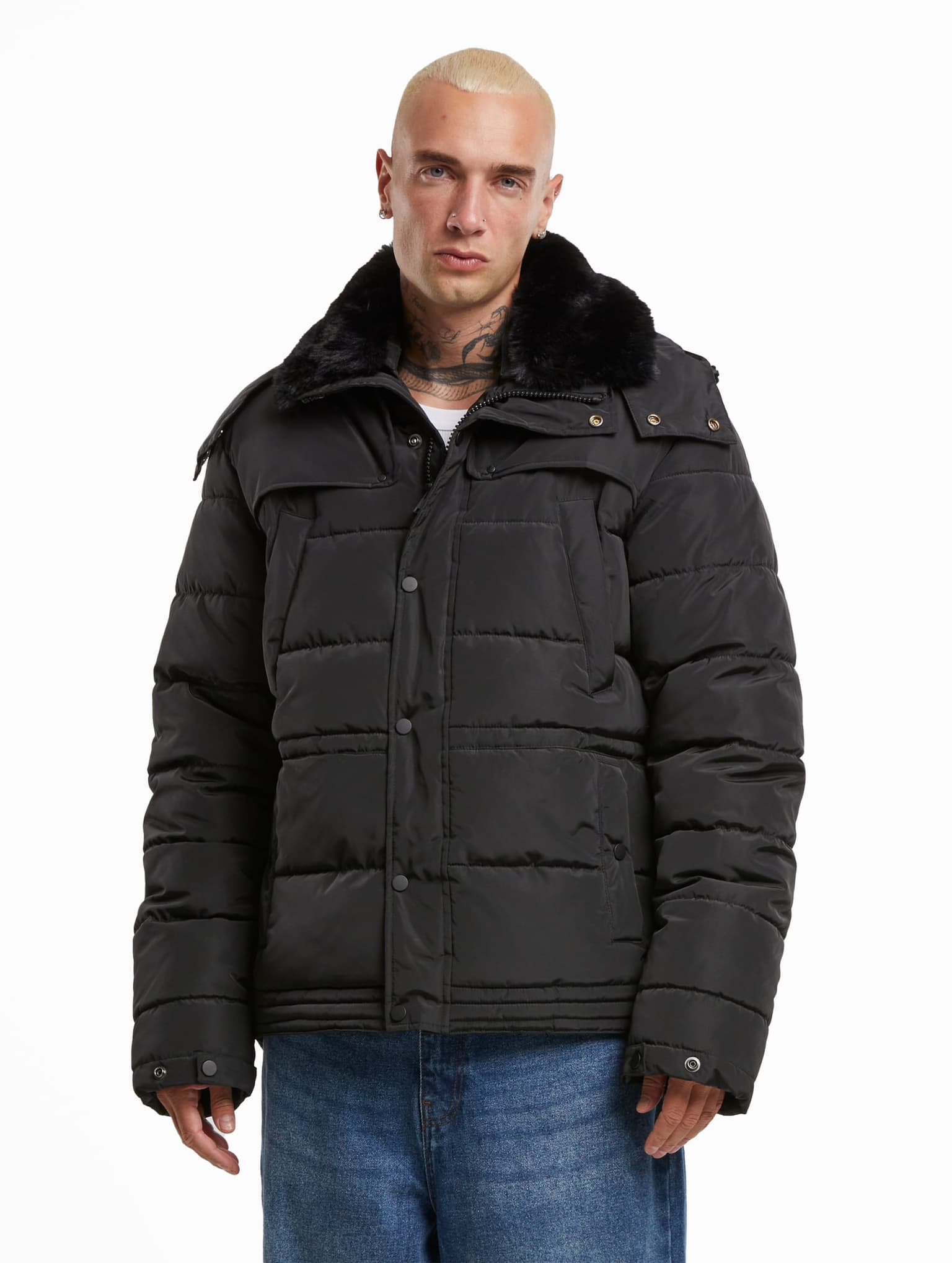 Urban Classics Puffer Jacket With Detachable Fur Collar – Bild 2
