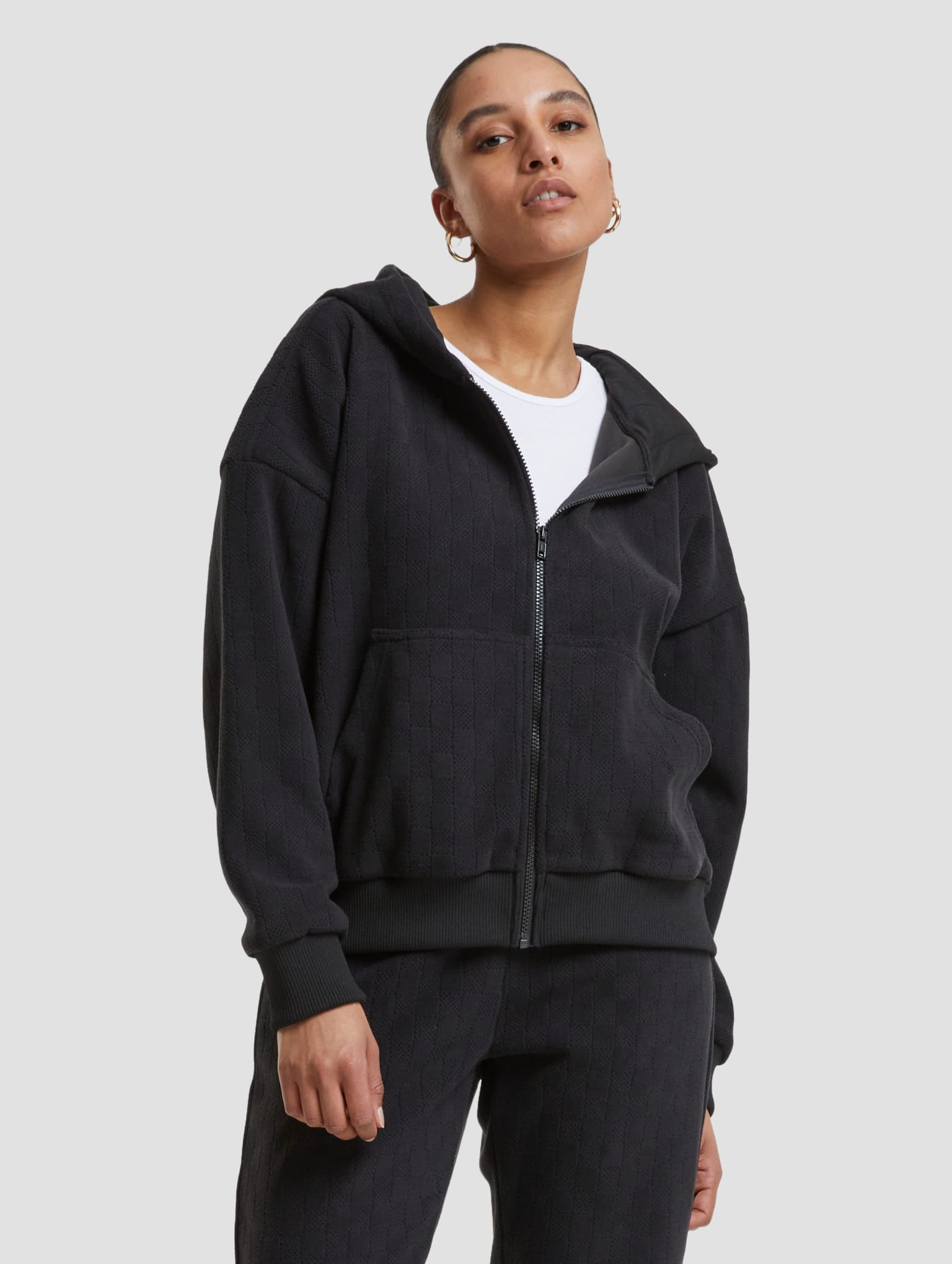 Urban Classics Ladies Jacquard Velvet Oversized Zip Hoodie