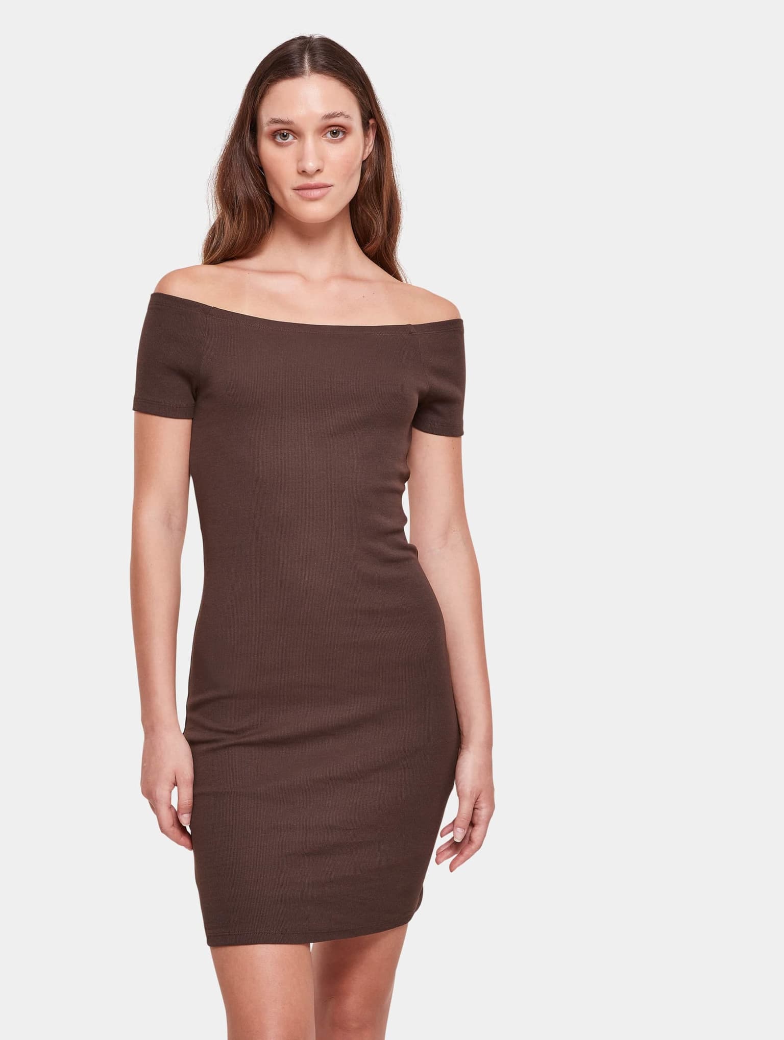 Urban Classics Ladies Off Shoulder Rib Dress