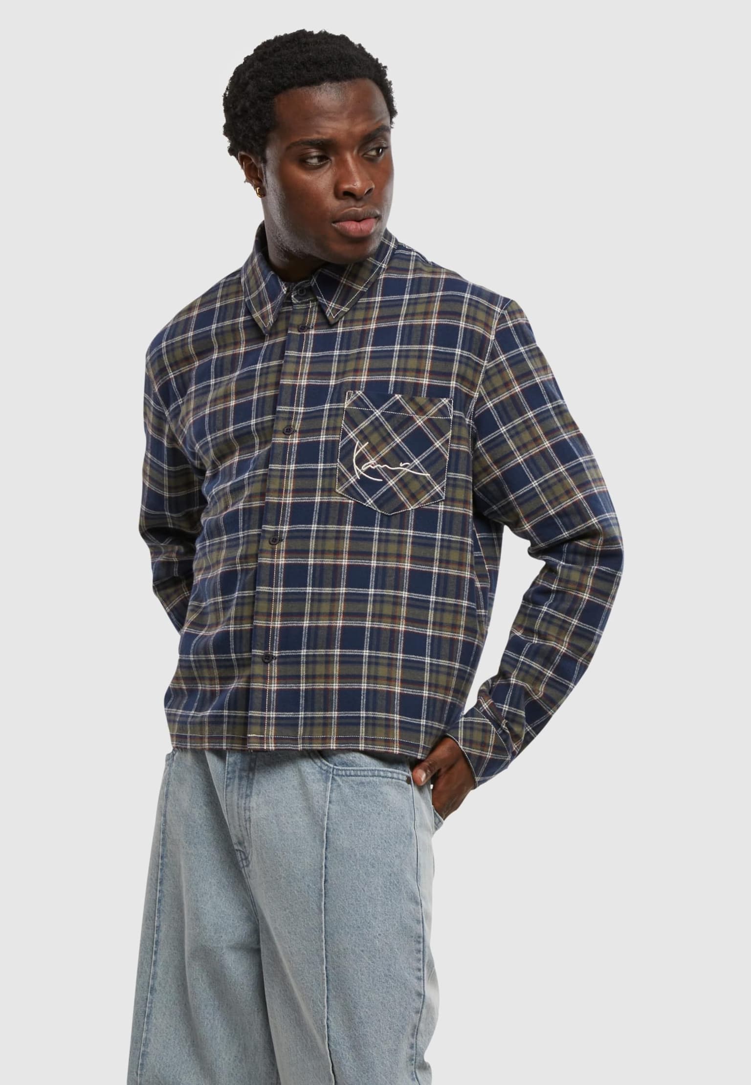 Karl Kani Small Signature Cropped Check Shirt