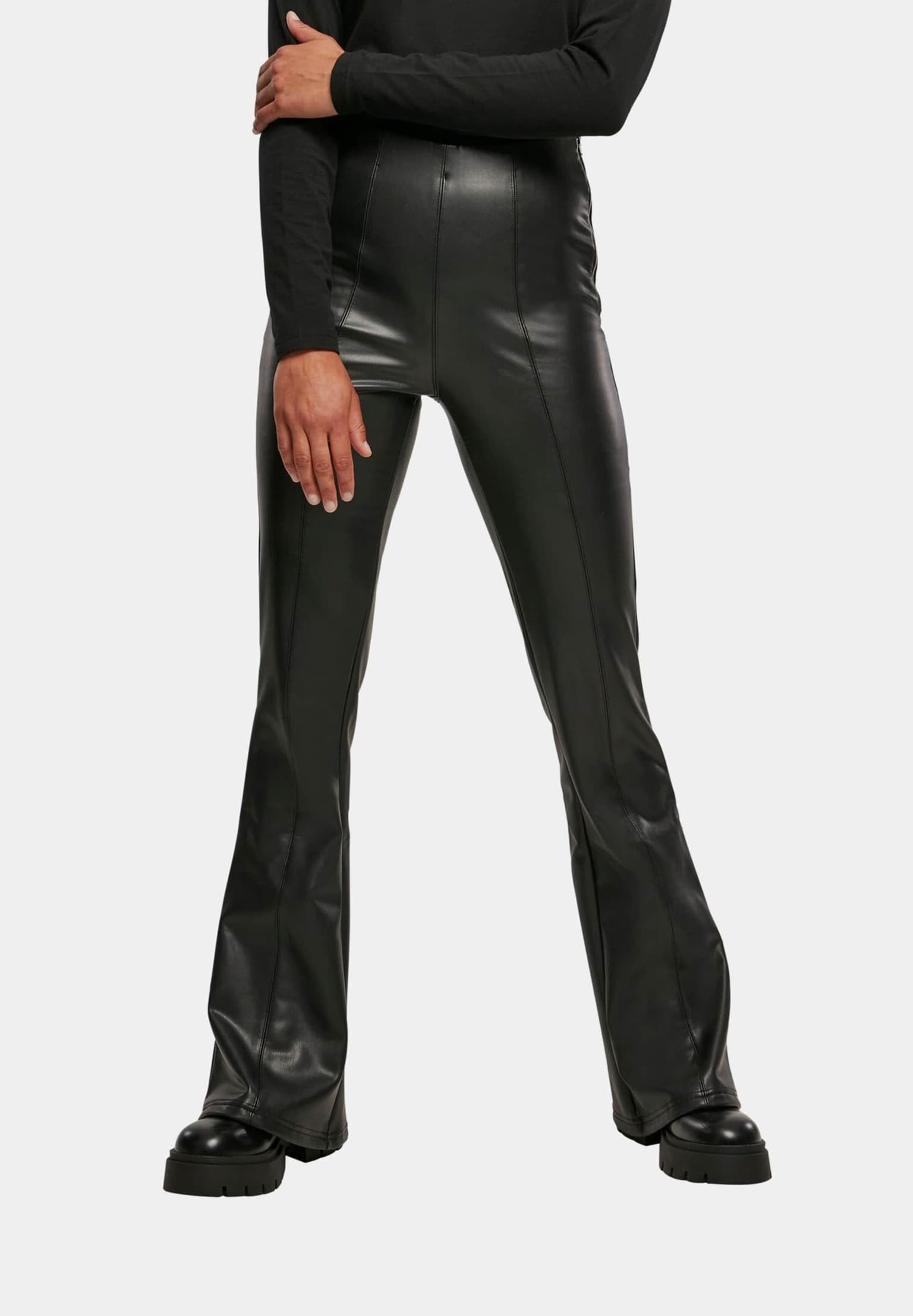 Urban Classics Ladies Synthetic Leather Flared Pants