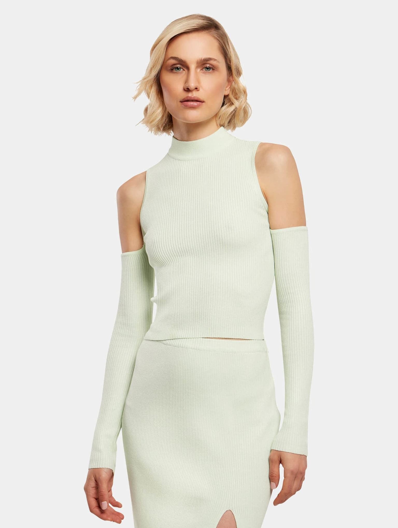 Urban Classics Ladies Rib Knit Cut Out Sleeve Longsleeve