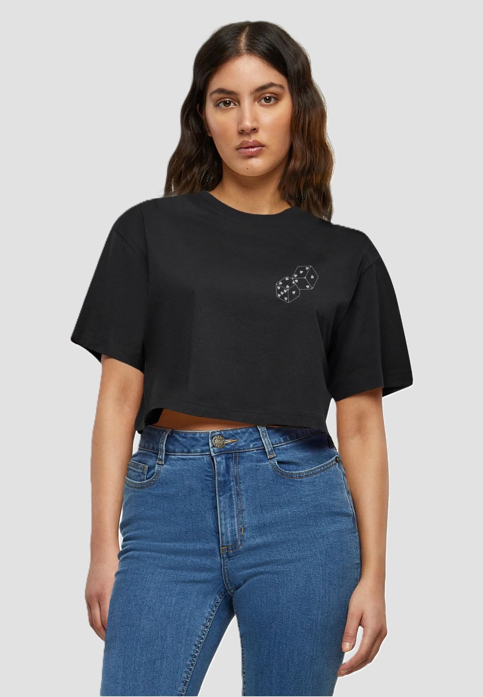 Merchcode Ladies Hugs & Love - Heart Dice Short Oversized Tee