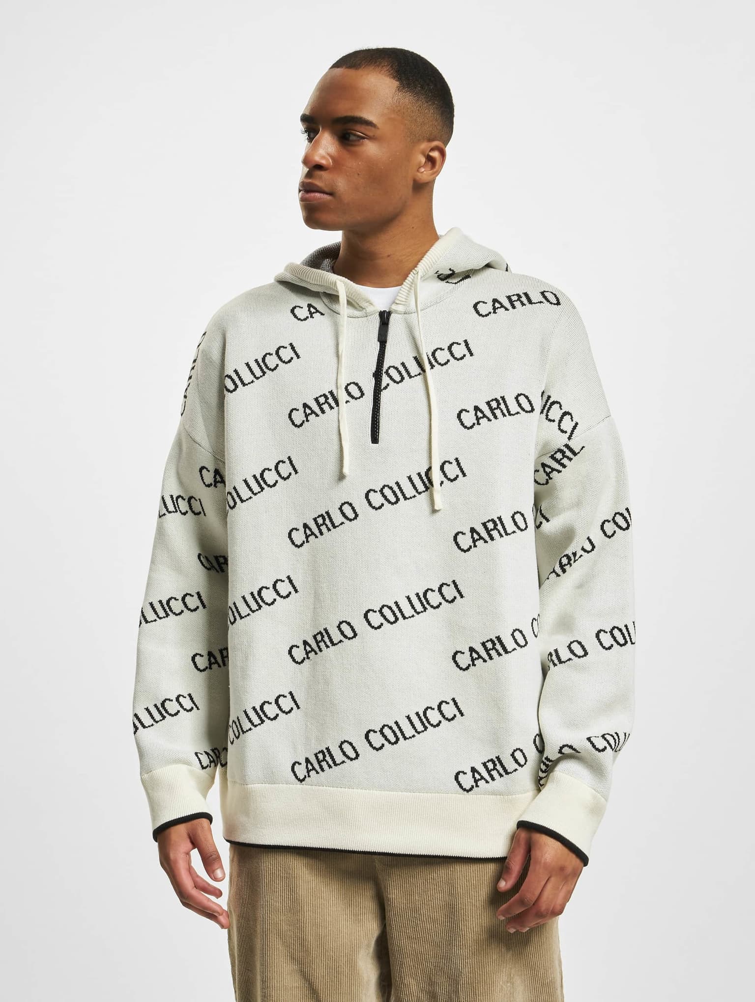 Carlo Colucci Allover Logo Hoody Troyer – Bild 3
