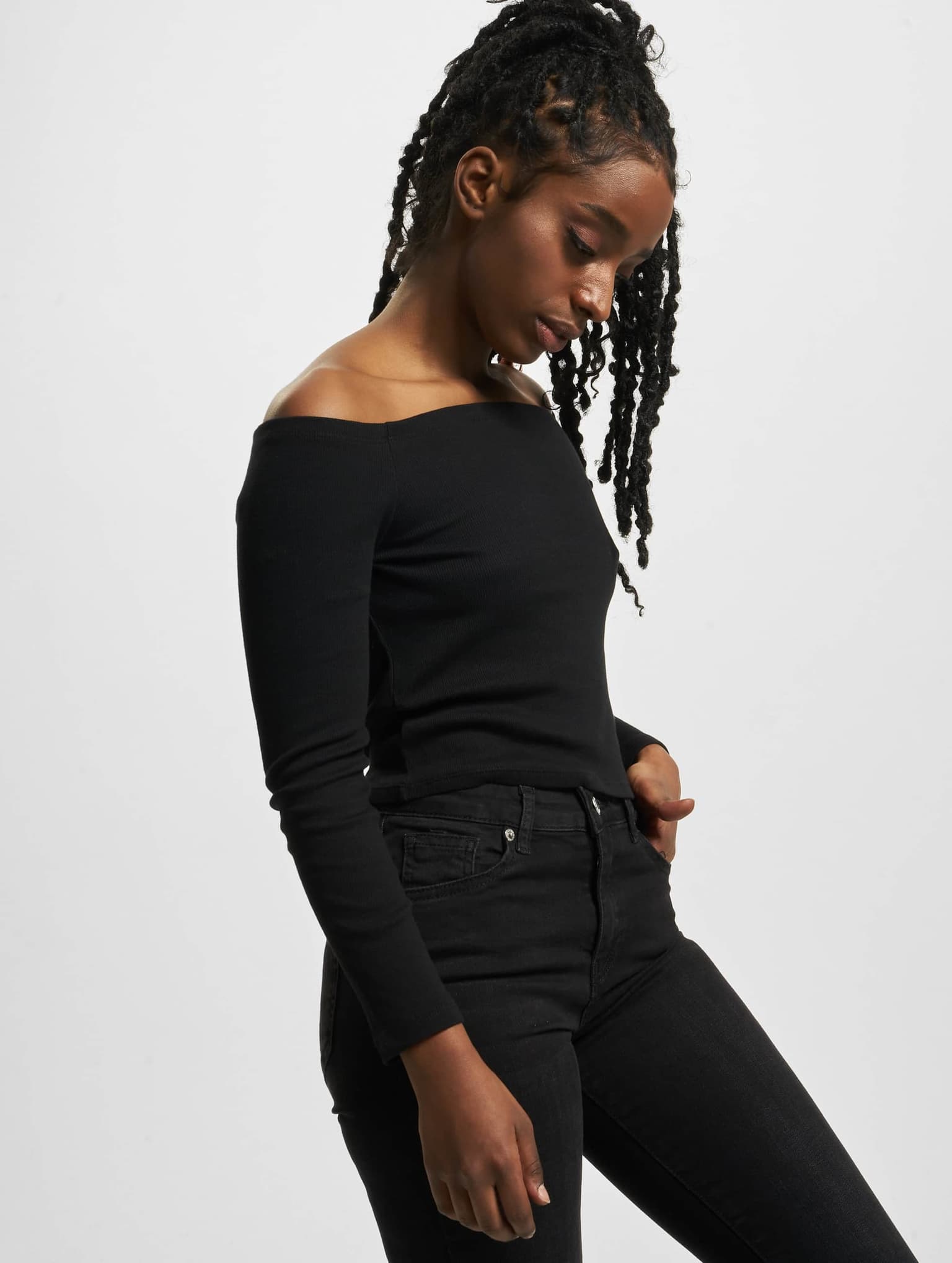Urban Classics Ladies Off Shoulder Rib Longsleeve