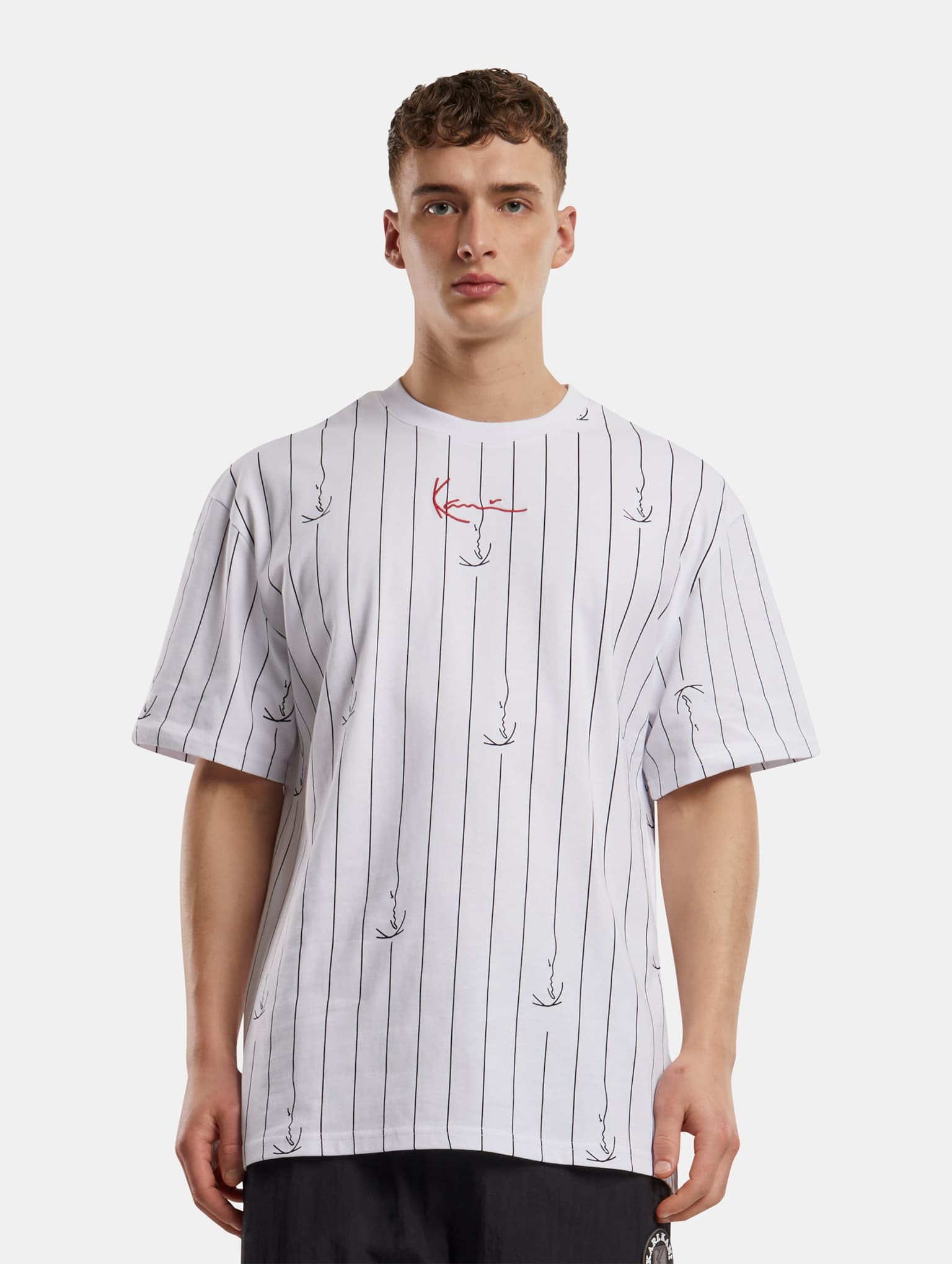KM242-004-4 Karl Kani Small Signature Logo Prinstripe Tee