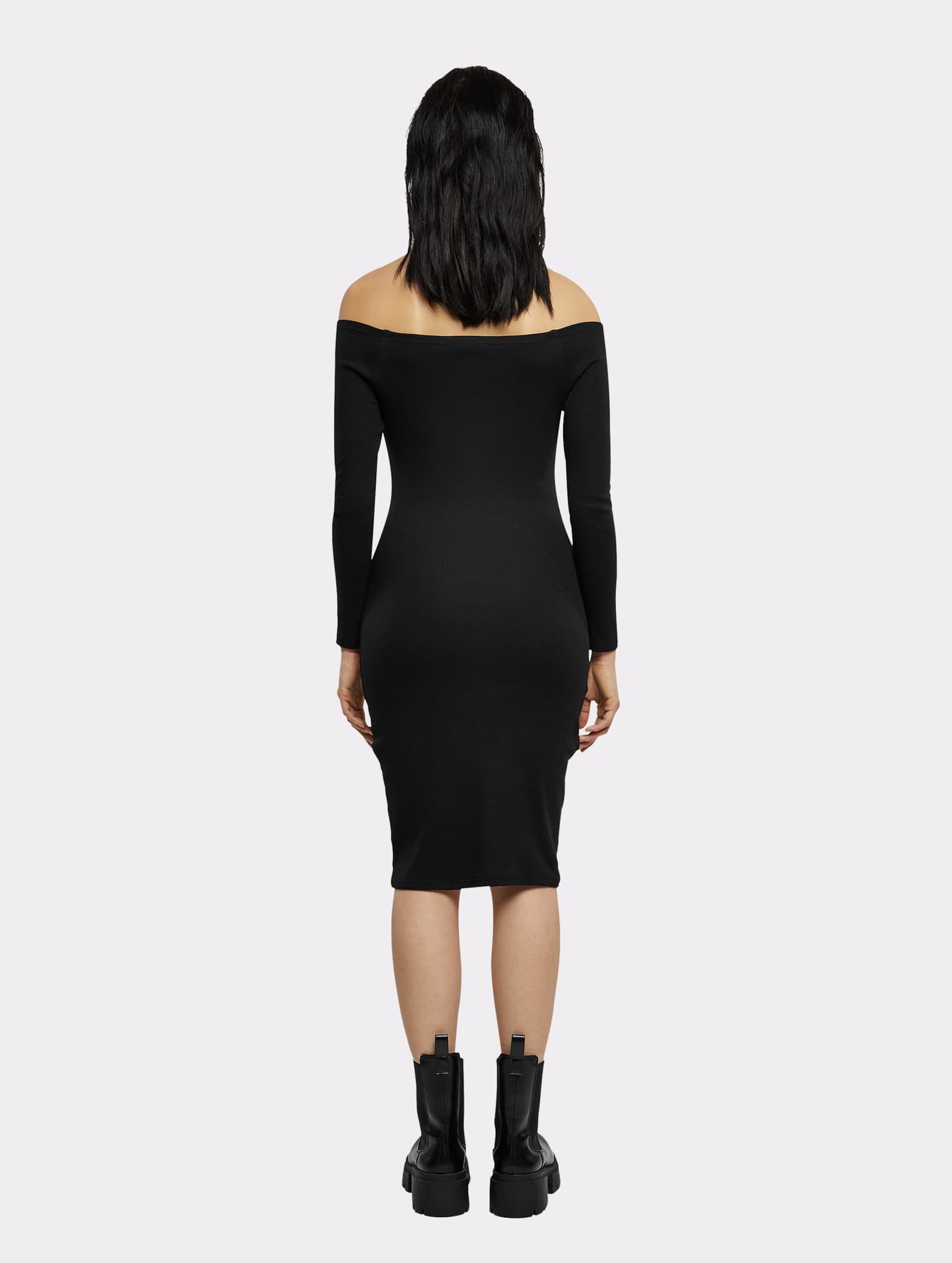 Urban Classics Ladies Off Shoulder Longsleeve Rib Dress – Bild 2