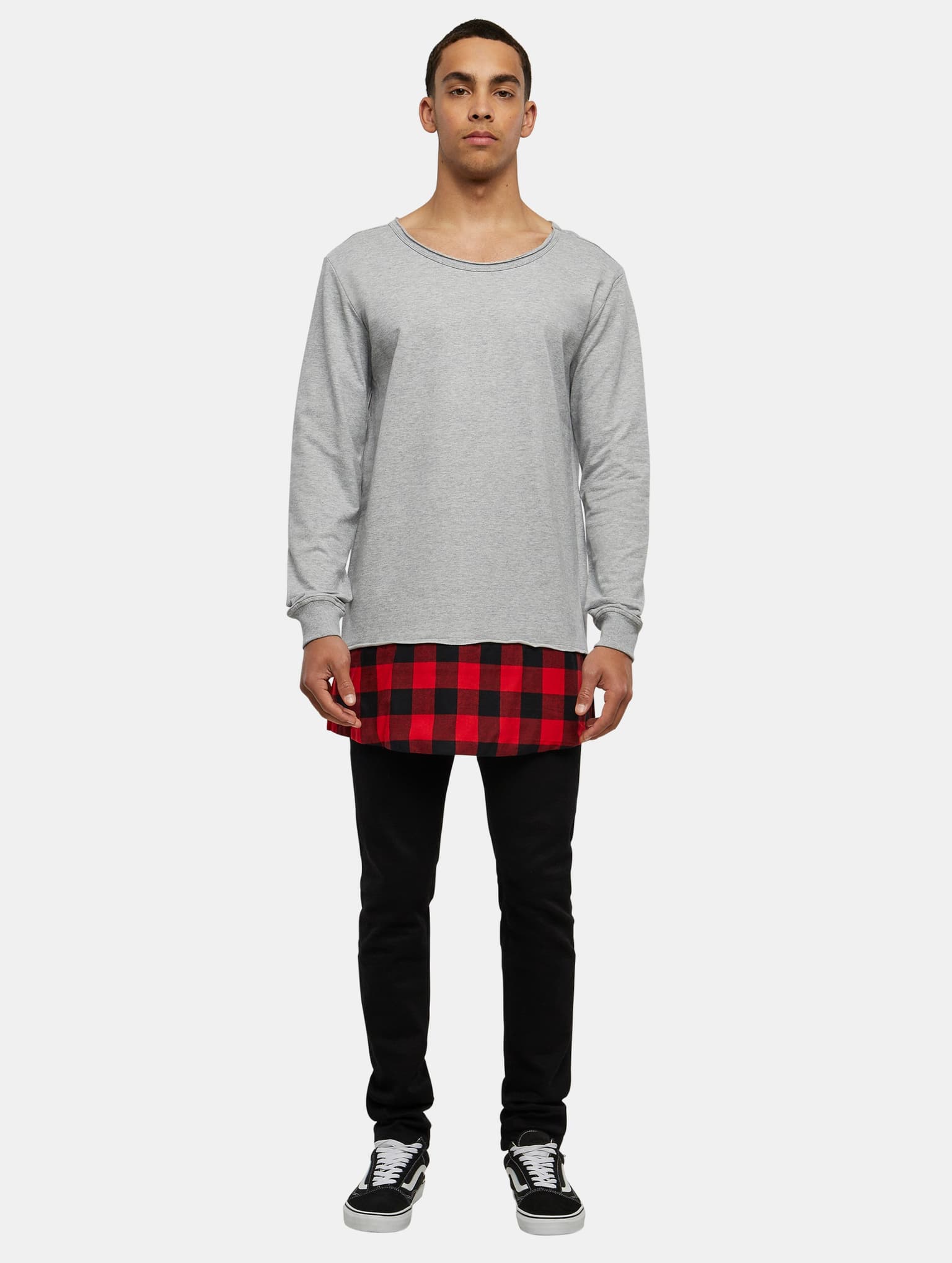 Urban Classics Long Flanell Bottom Open Edge Crewneck – Bild 3