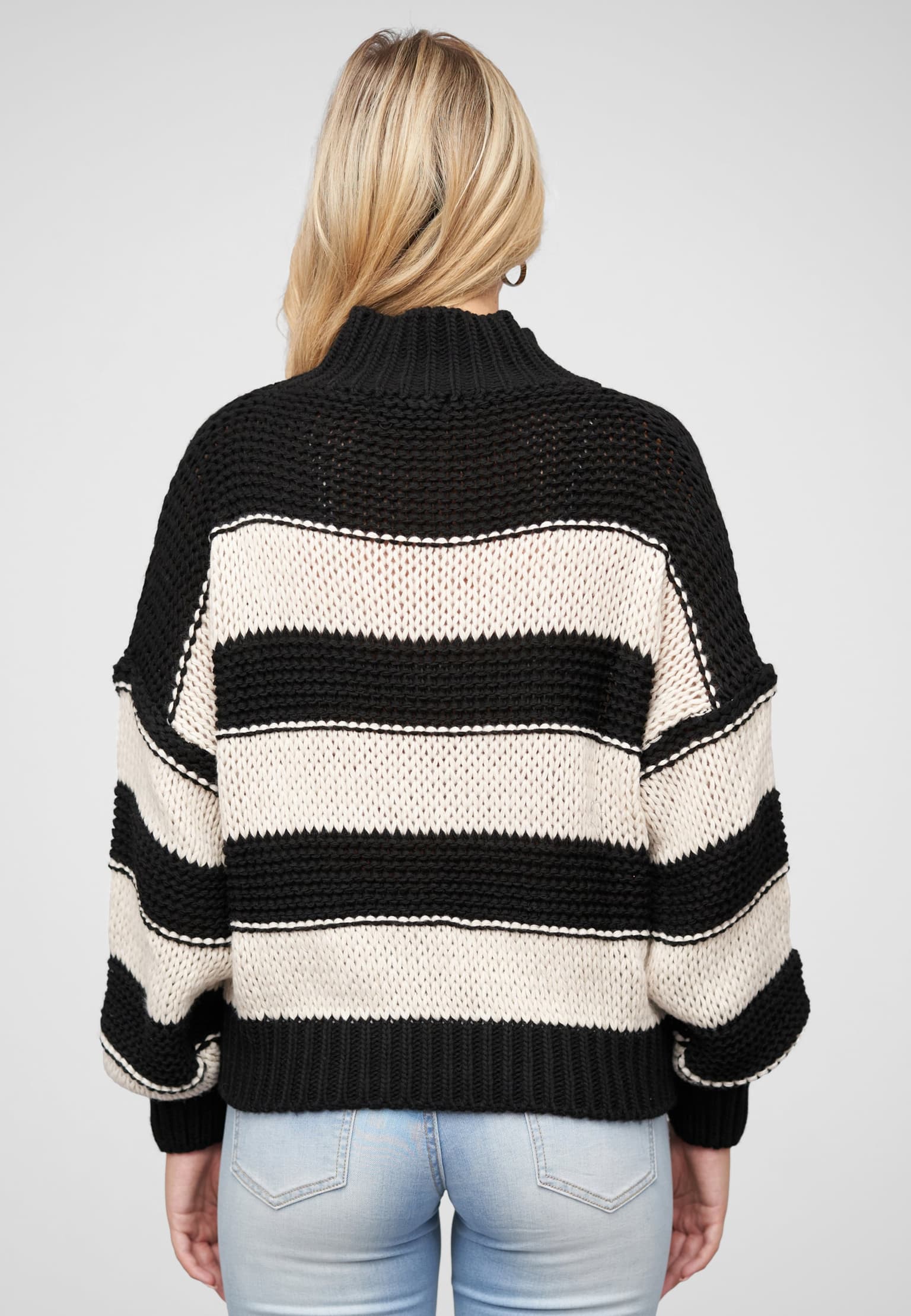 Cloud5ive Strick-Sweater Pullover mit High-Neck und Streifen-Muster – Bild 2
