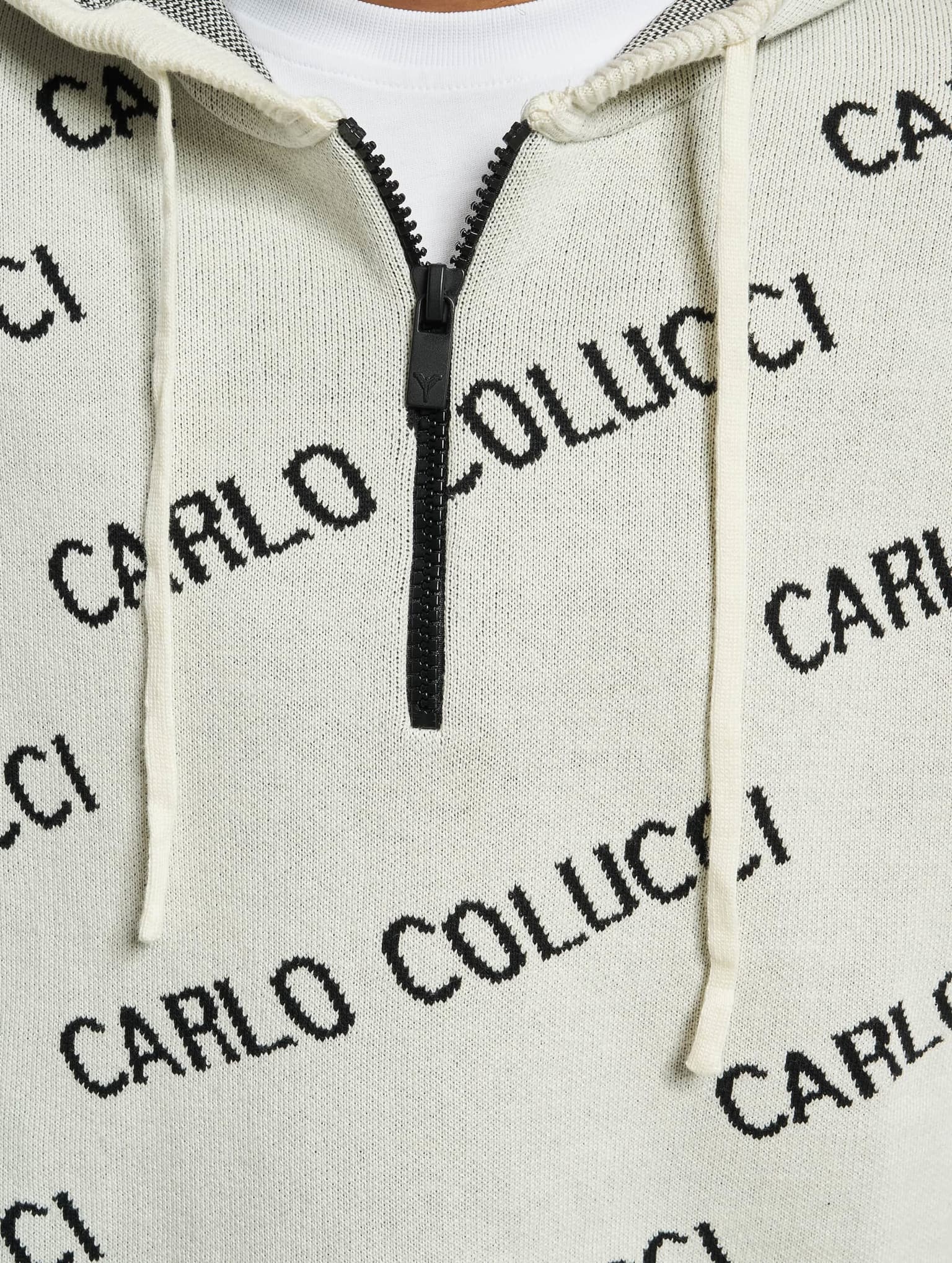 Carlo Colucci Allover Logo Hoody Troyer – Bild 4