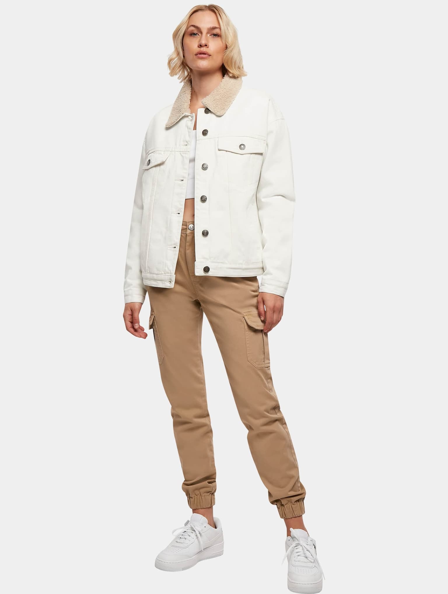 Urban Classics Ladies Oversized Sherpa Denim Jacket – Bild 4