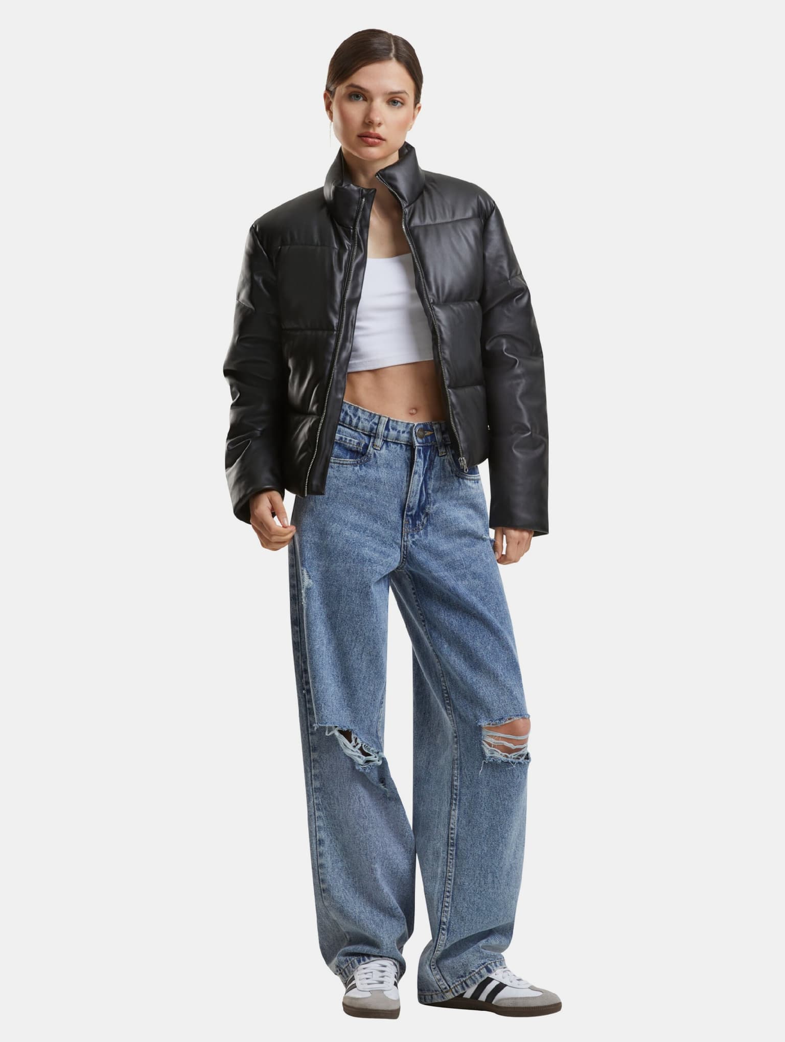 Urban Classics Ladies Synthetic Leather Puffer Jacket – Bild 4