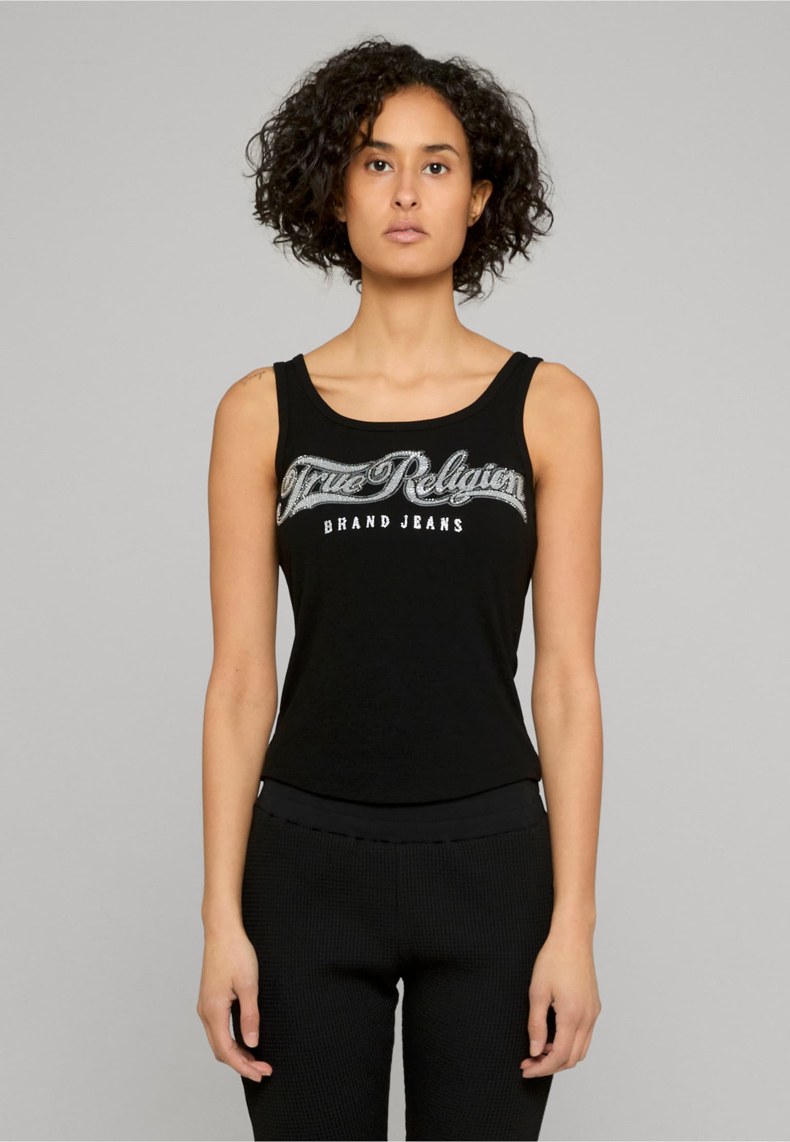 True Religion CRYSTAL SQUARE NECK RIB TANK