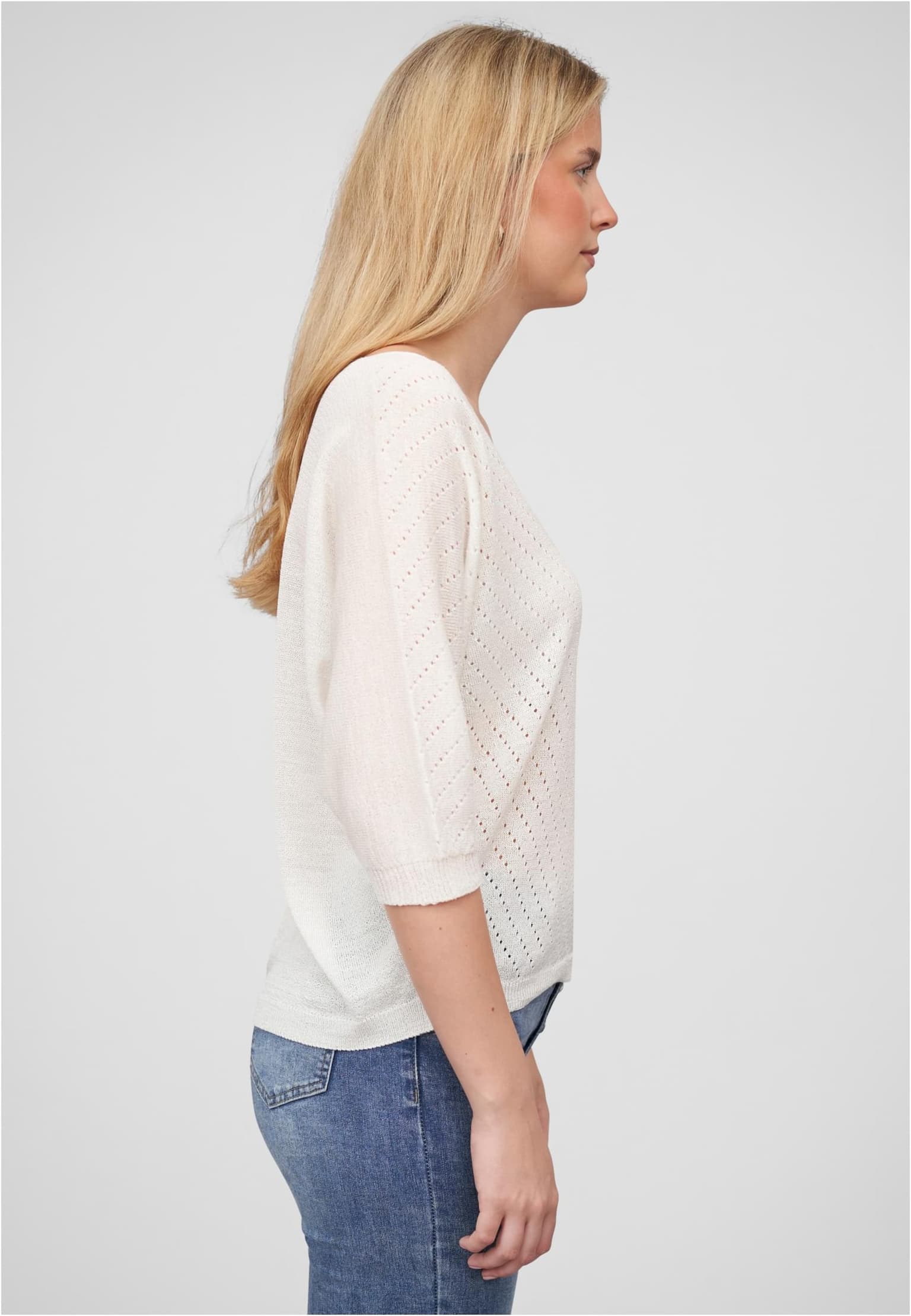 Cloud5ive Damen 3/4 Arm Top mit Fledermausärmeln und Lochmuster – Bild 4