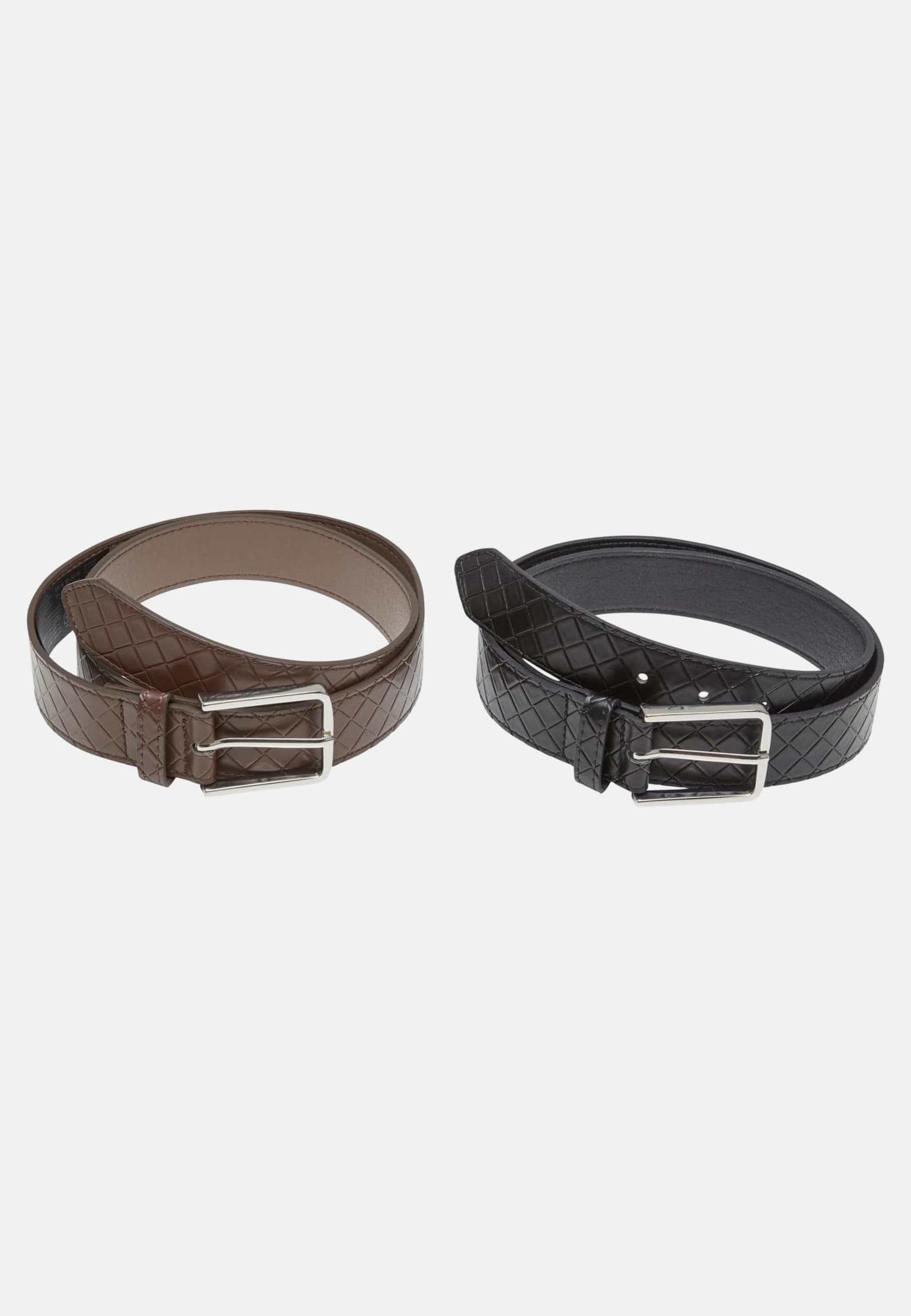 Urban Classics Woven Embossed Synthetic Leather Belt 2-Pack