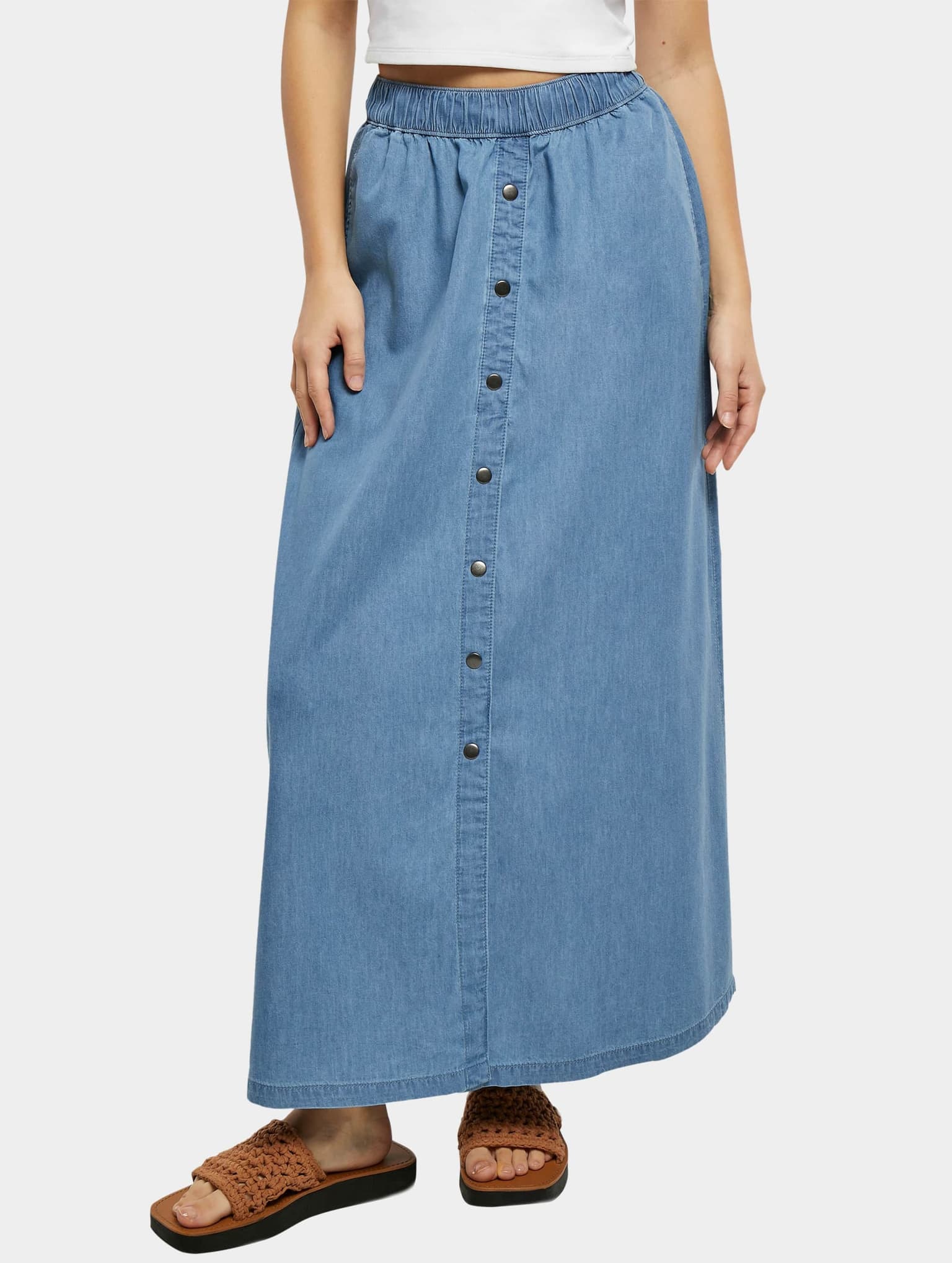 Urban Classics Ladies Long Wide Light Denim Skirt