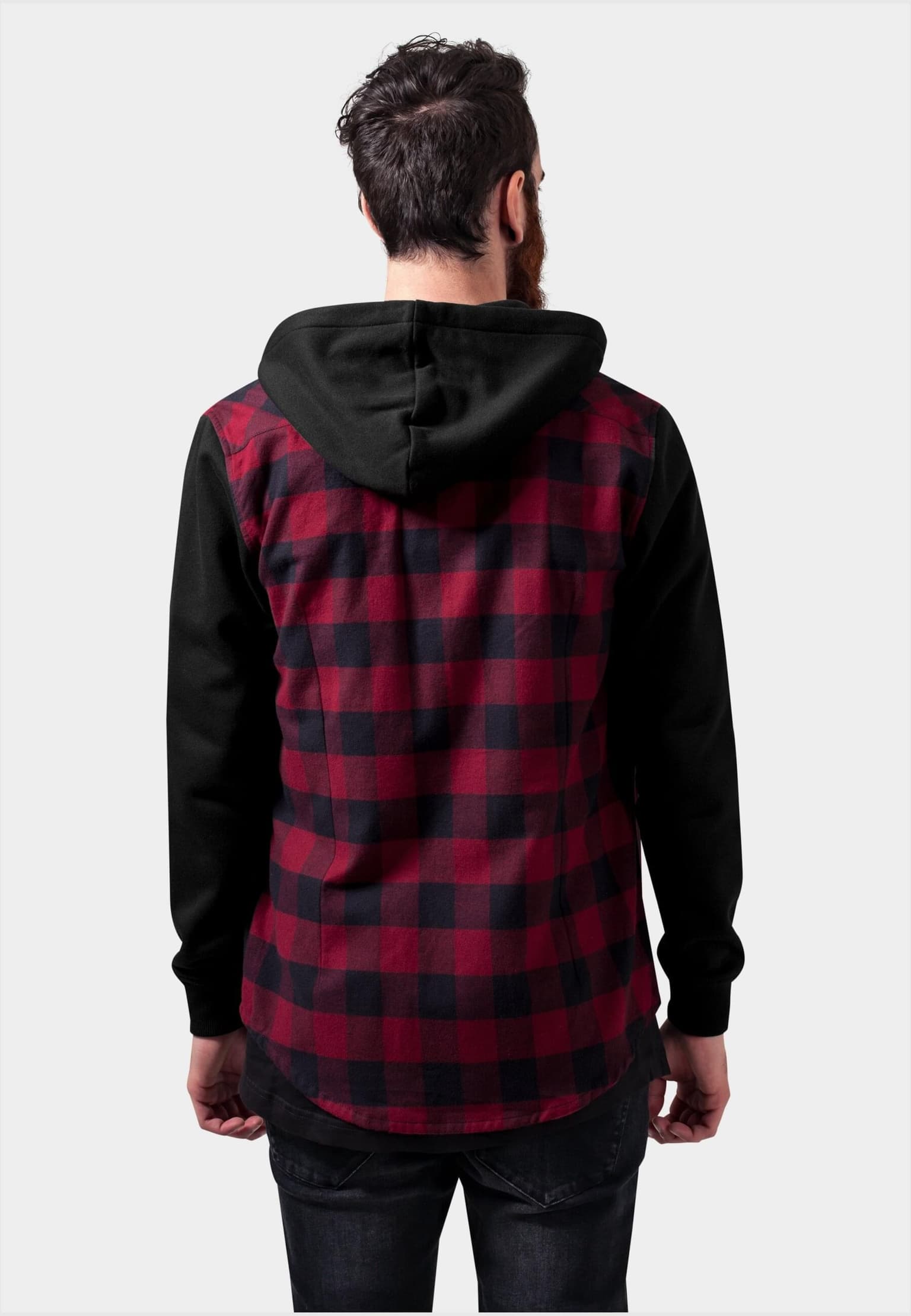 Urban Classics Hooded Checked Flanell Sweat Sleeve Shirt – Bild 2