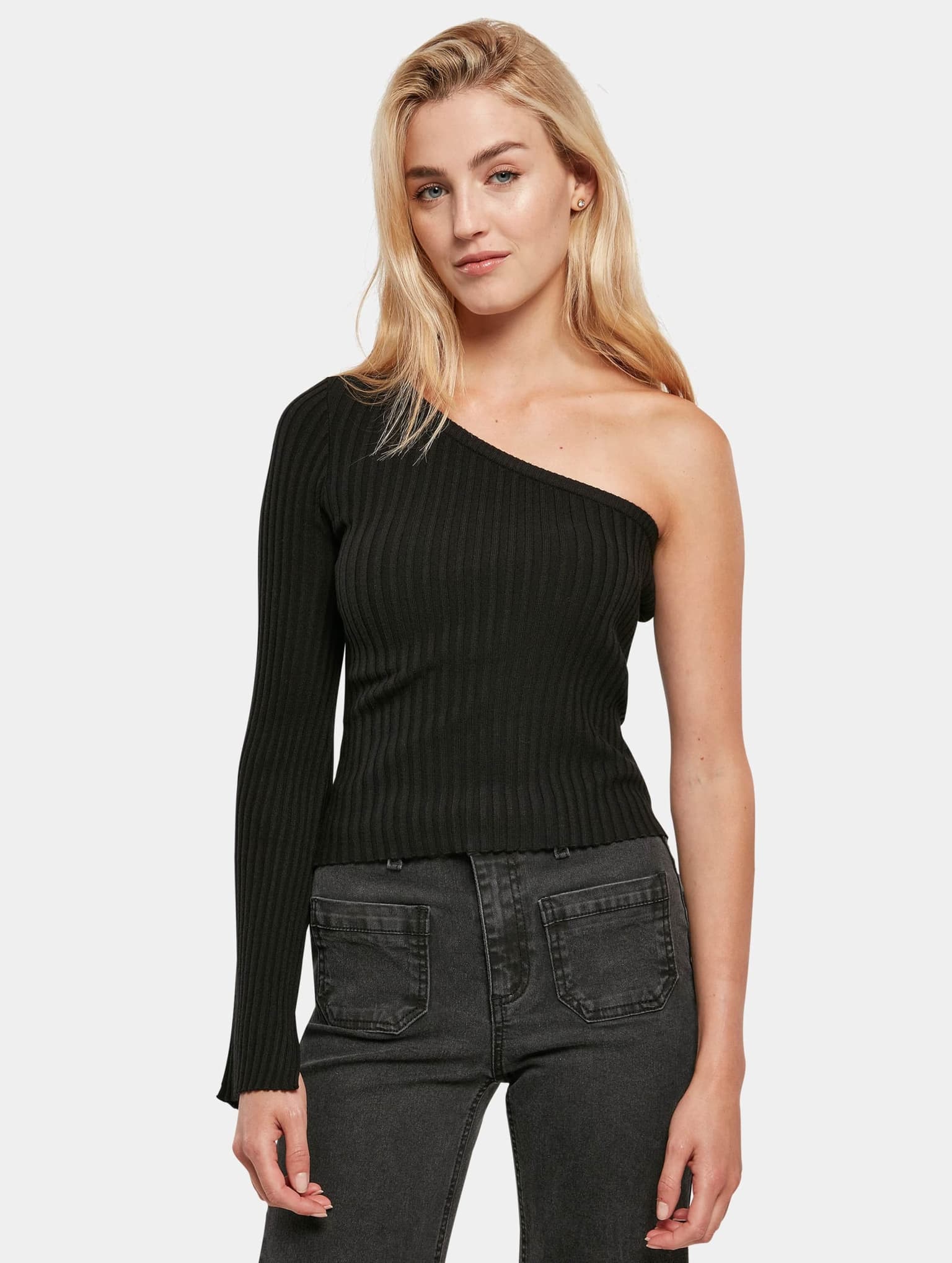 Urban Classics Ladies Short Rib Knit One Sleeve Sweater – Bild 3