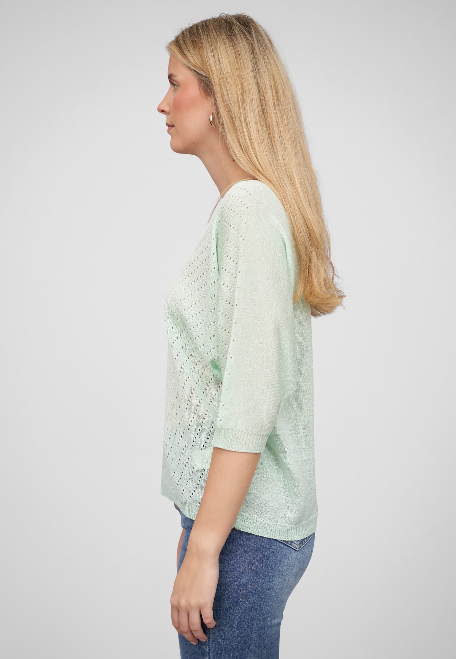 Cloud5ive Damen 3/4 Arm Top mit Fledermausärmeln und Lochmuster – Bild 3
