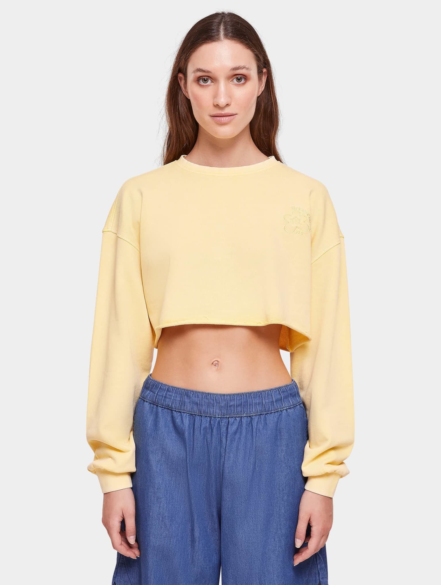 Urban Classics Ladies Cropped Flower Embroidery Terry Crewneck – Bild 3