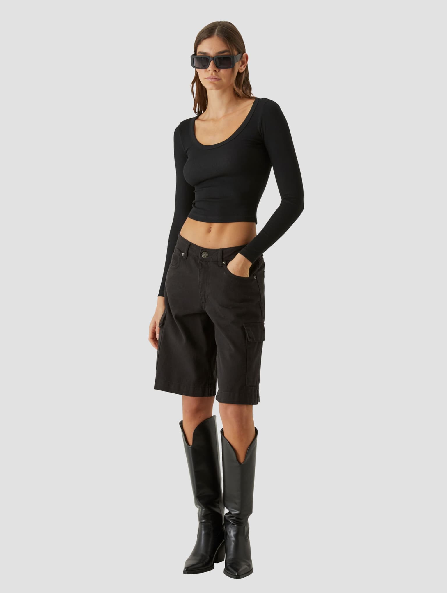 Urban Classics Ladies Rib Jersey Wide Neck Longsleeve – Bild 4