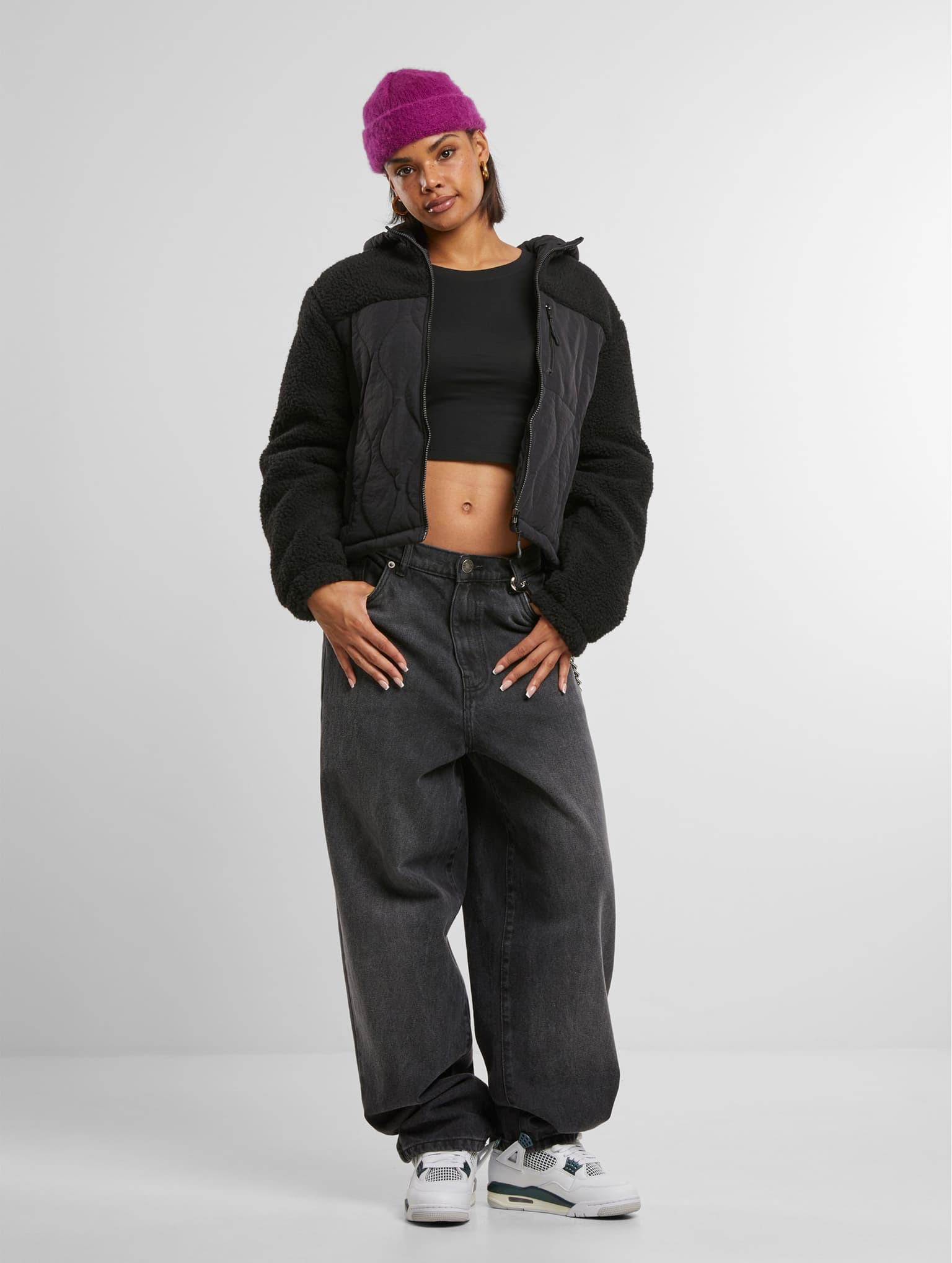Urban Classics Ladies Sherpa Crinkle Nylon Mix Übergangsjacke – Bild 4