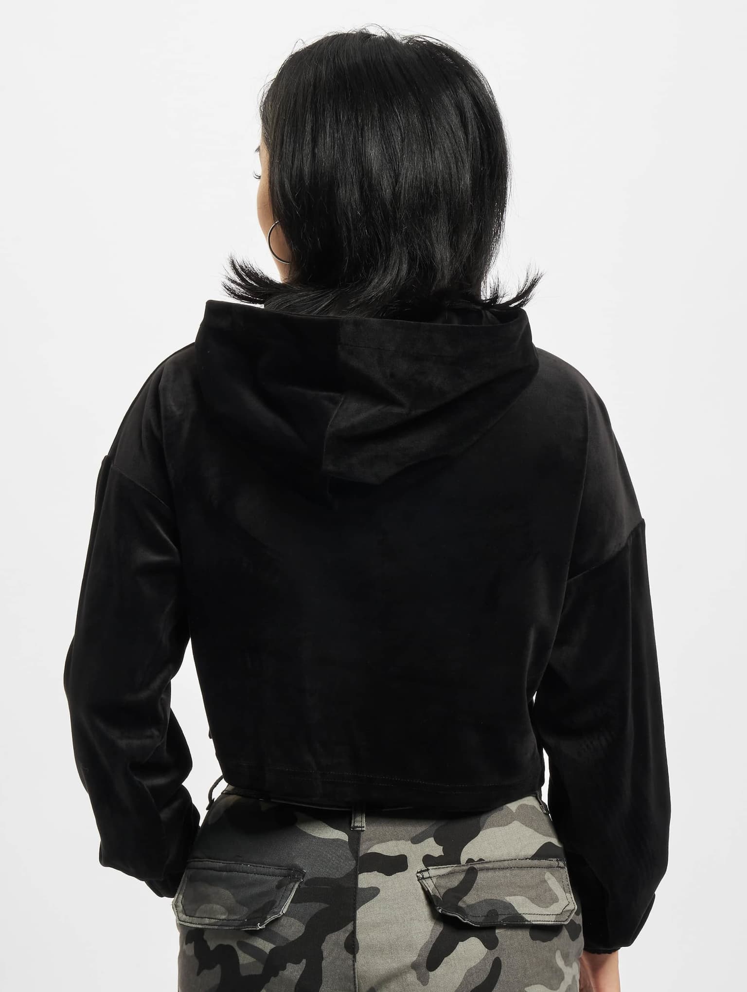 Urban Classics Ladies Cropped Velvet Oversized Hoody – Bild 2