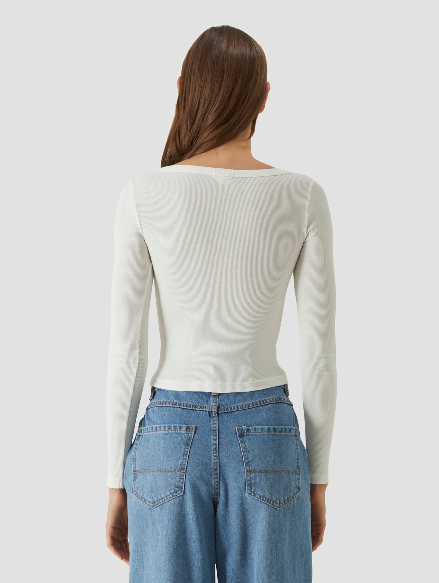 Urban Classics Ladies Rib Jersey Wide Neck Longsleeve – Bild 2