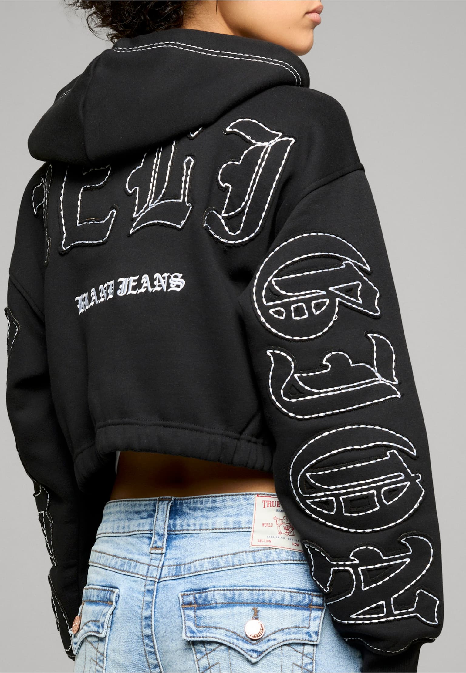 True Religion BIG T APPLIQUE RELAX ZIP UP HOODIE – Bild 4