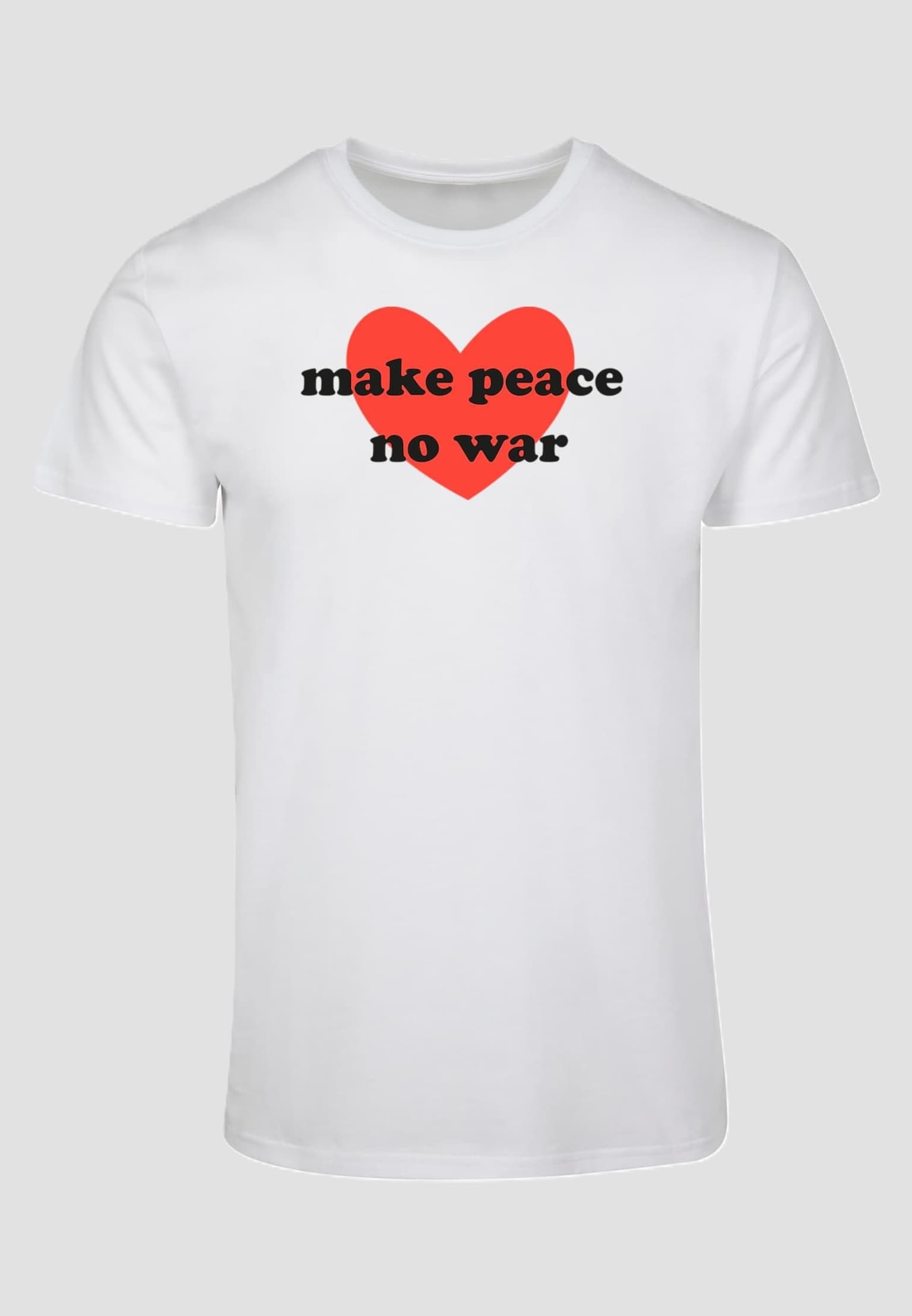 Merchcode Peace - Red Heart White Basic T-Shirt – Bild 3