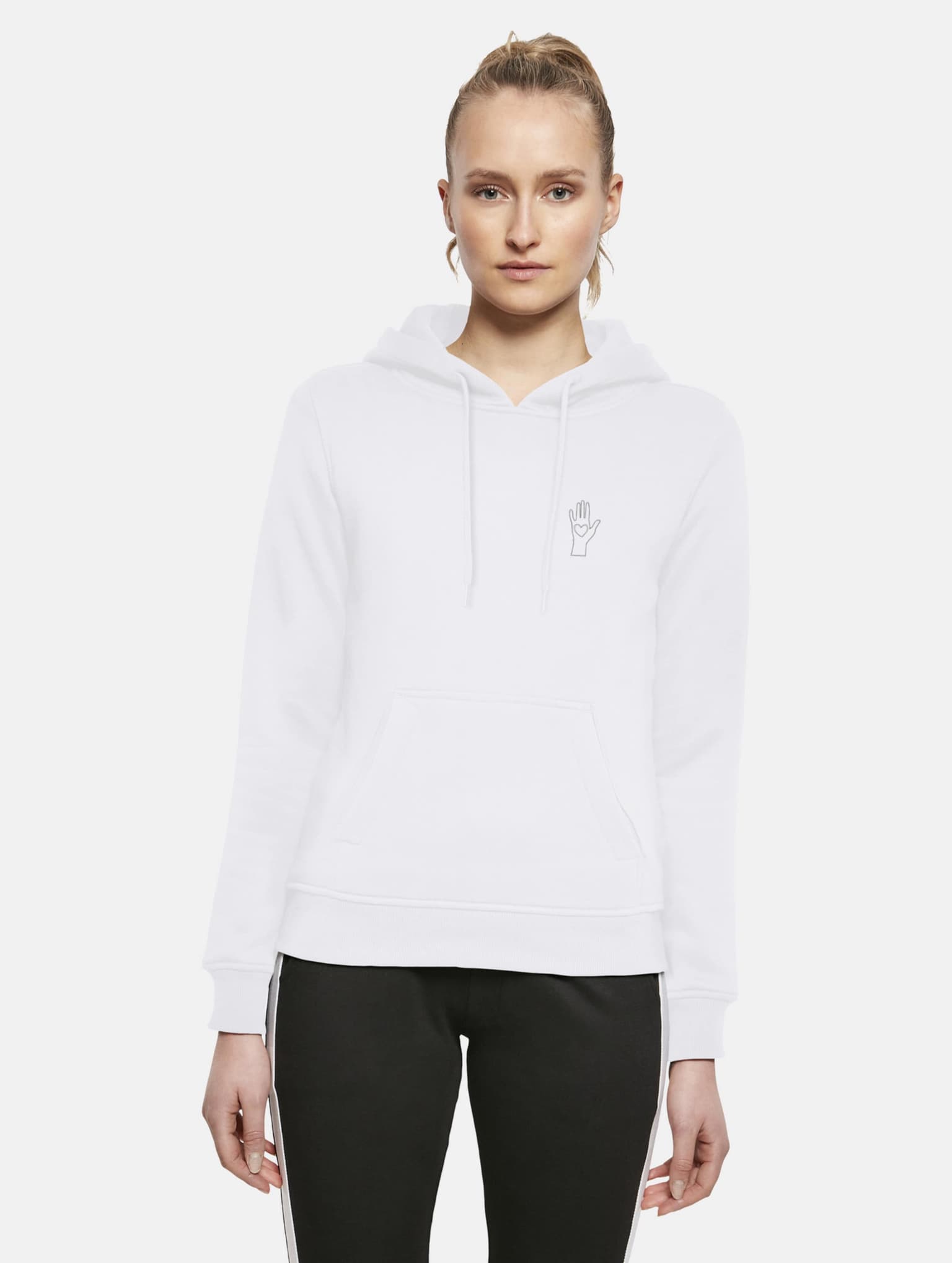 Merchcode Ladies Peace - Scribble Hand Heart White Hoody