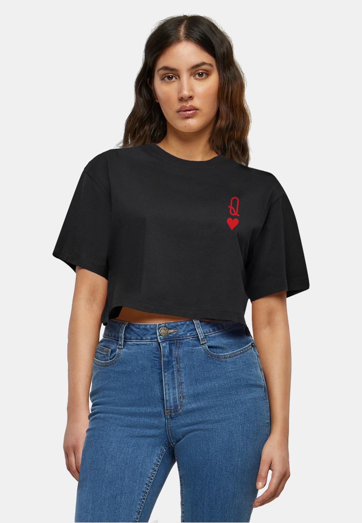 Merchcode Ladies Hugs & Love - Queen of Hearts Short Oversized Tee