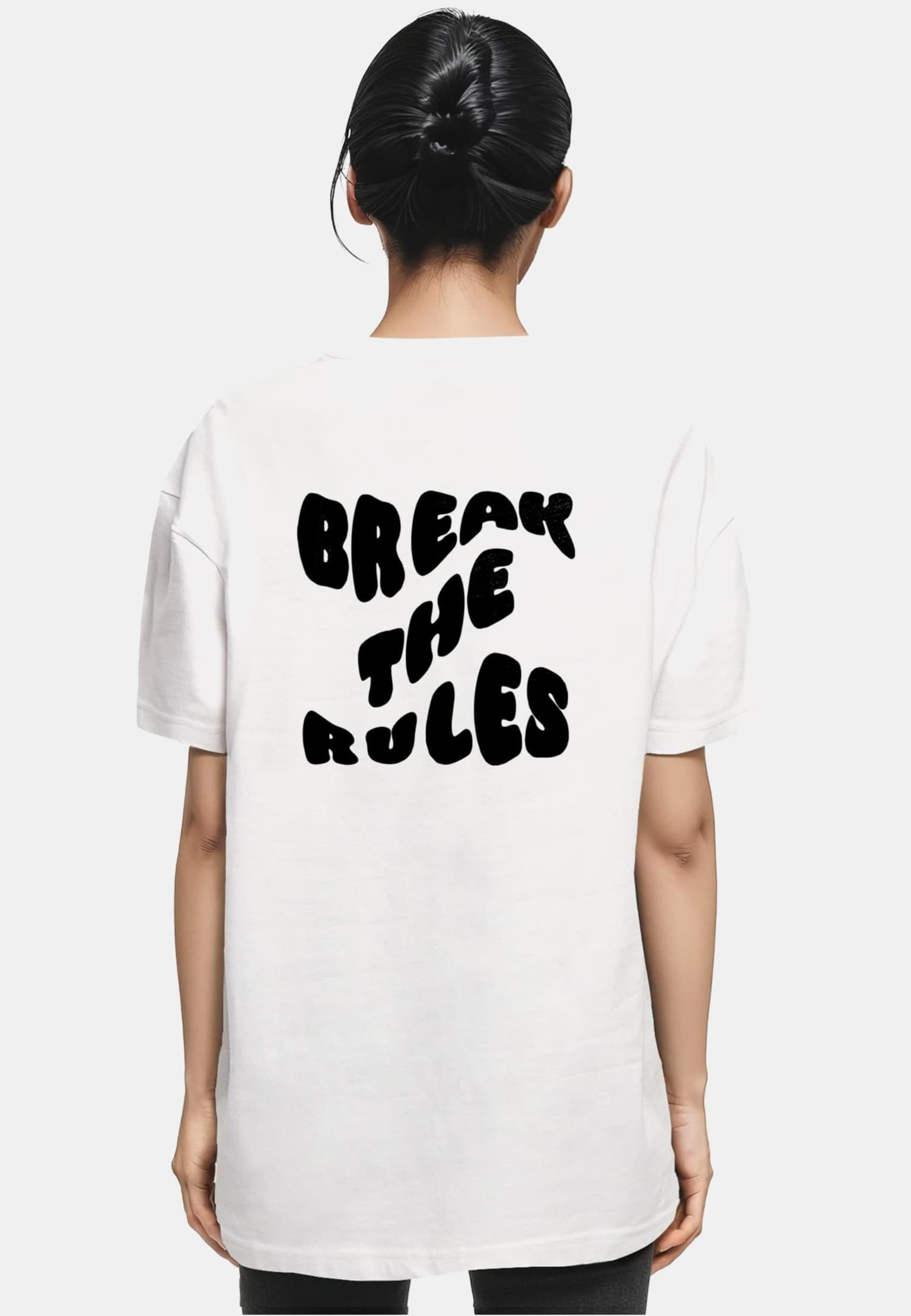 Merchcode POD Ladies Break The Rules Oversized Boyfriend Tee – Bild 2