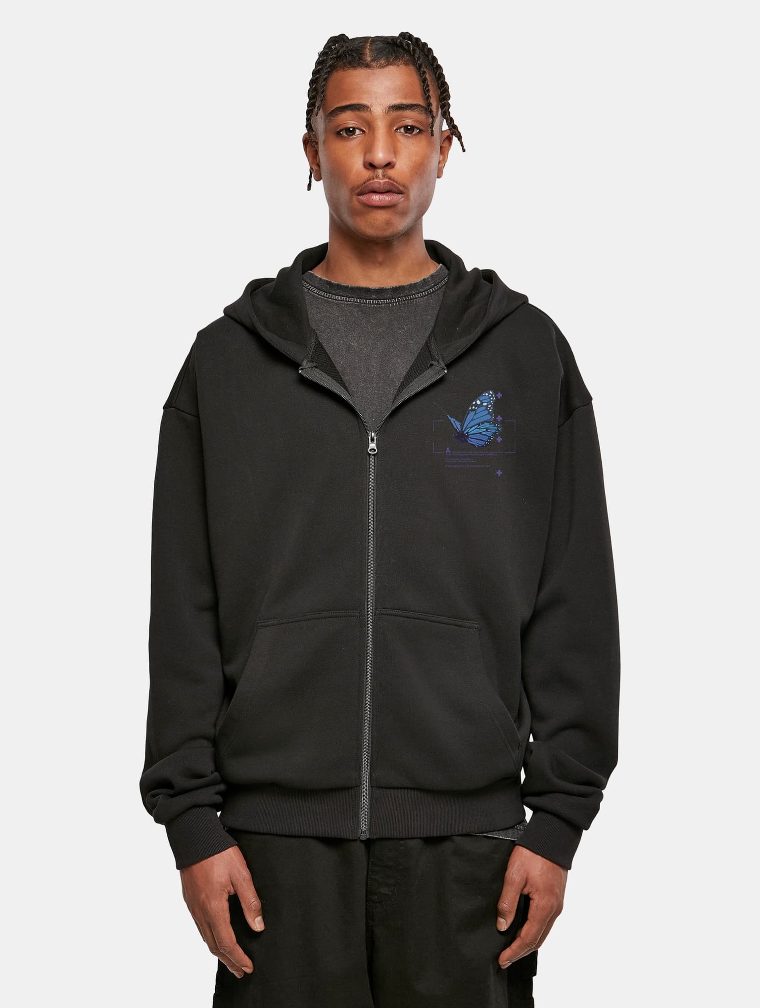 Mister Tee Upscale Grid Head Butterfly Oversize Zip Hoody