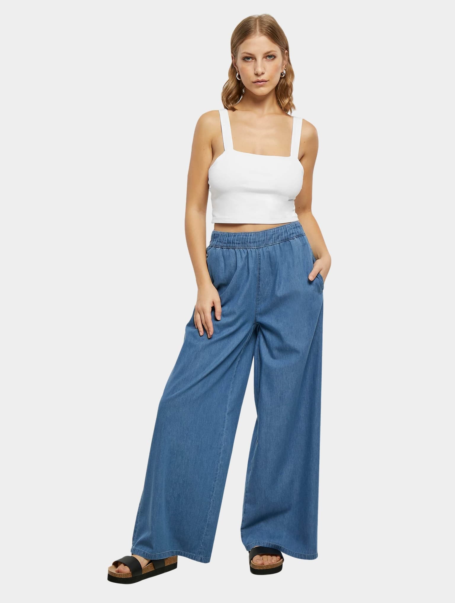 Urban Classics Ladies Light Denim Wide Leg Pants – Bild 4